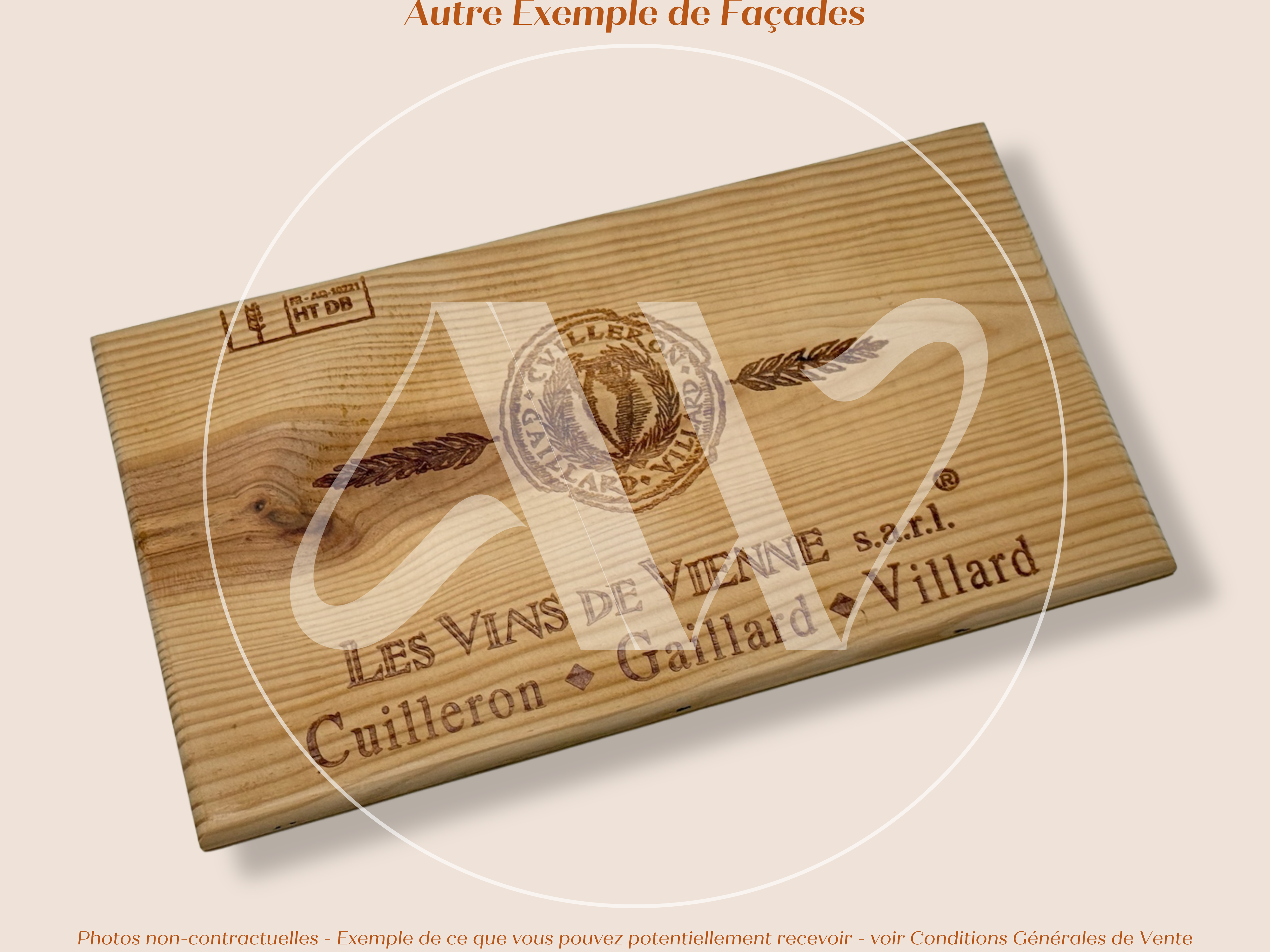 Estampe de caisse de vin – Les Vins de Vienne – Vallée du Rhône – 30 × 17 cm