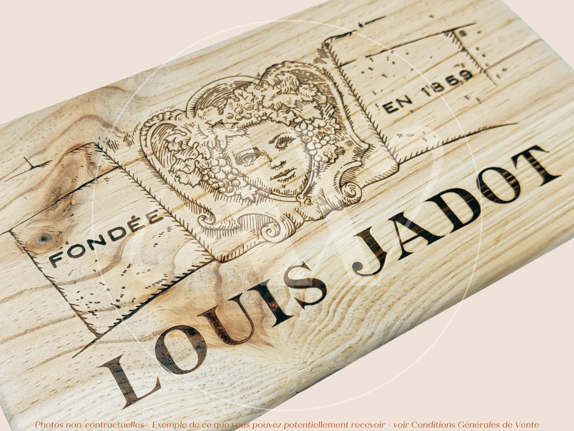 Estampe / Façade d'une caisse de vin en bois de la Maison Louis Jadot - Bourgogne | Format 6 bouteilles = 30x17 cm