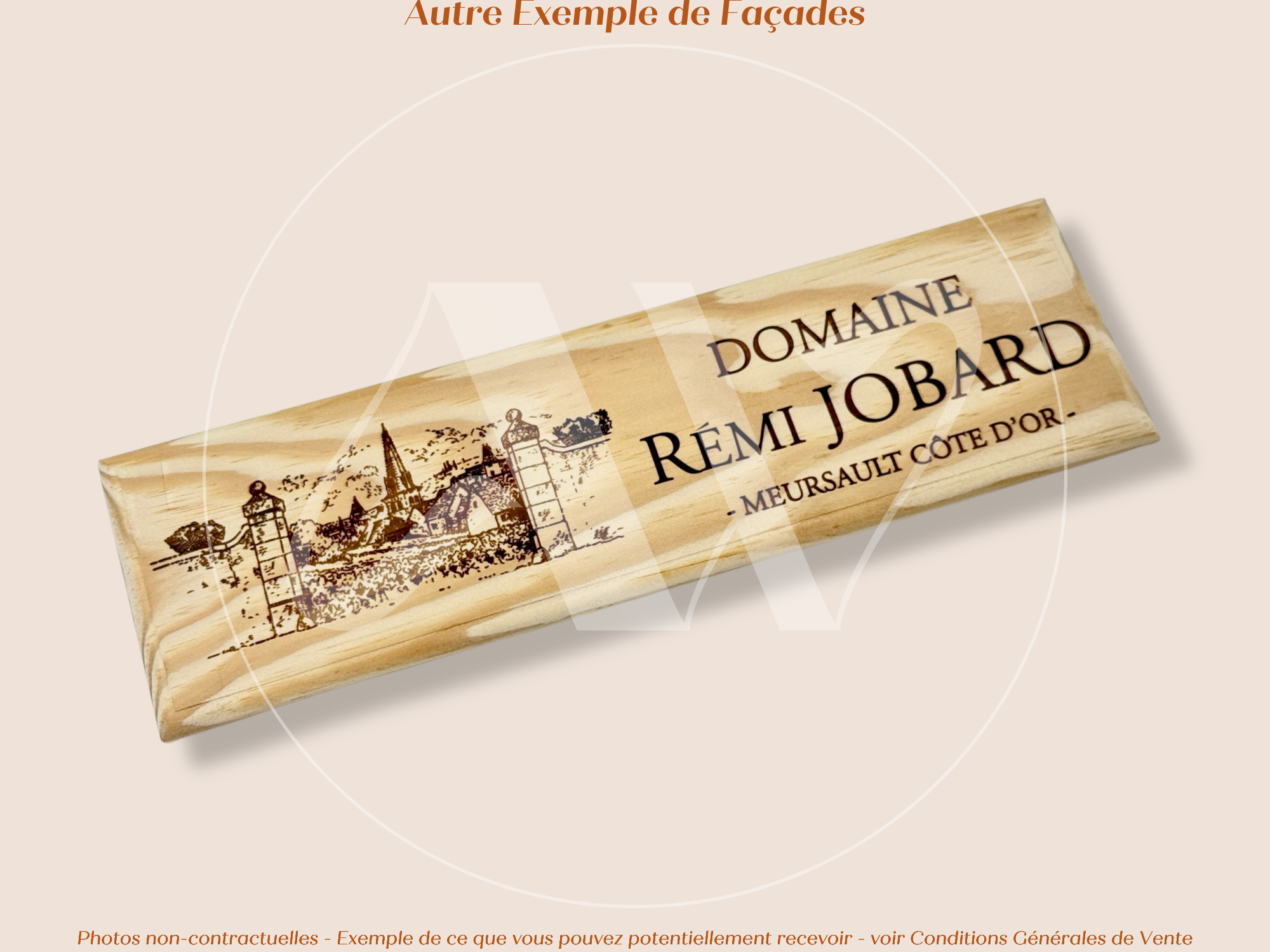 Façade Estampe bois – Domaine Rémi Jobard – Meursault (Bourgogne – Côte d'Or) – Format 30x9 cm – Quantité Limitée