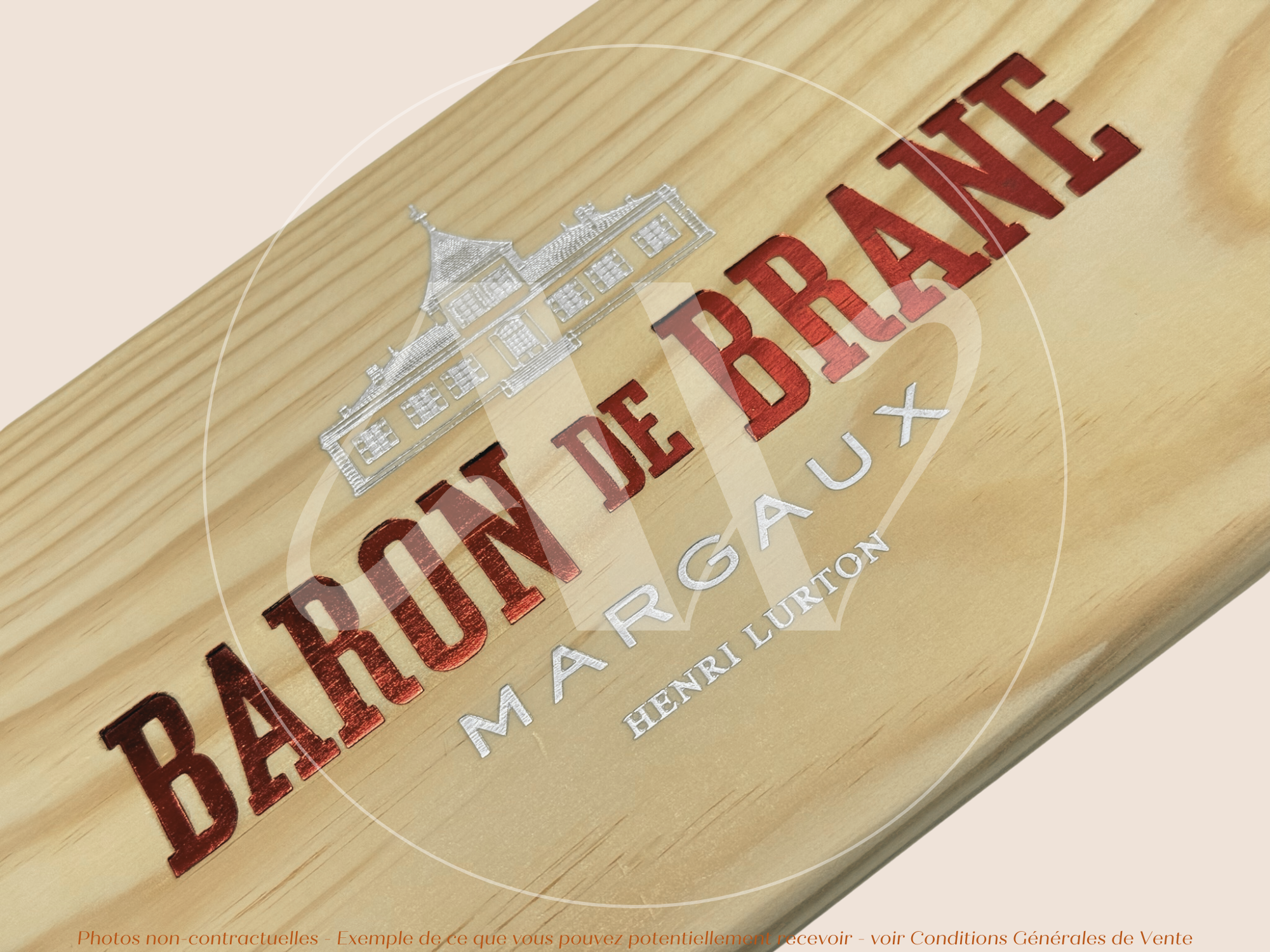 Façade Estampe bois – Baron de Brane – Margaux (Bordeaux) – Format 30x17 cm – (rare en couleur)