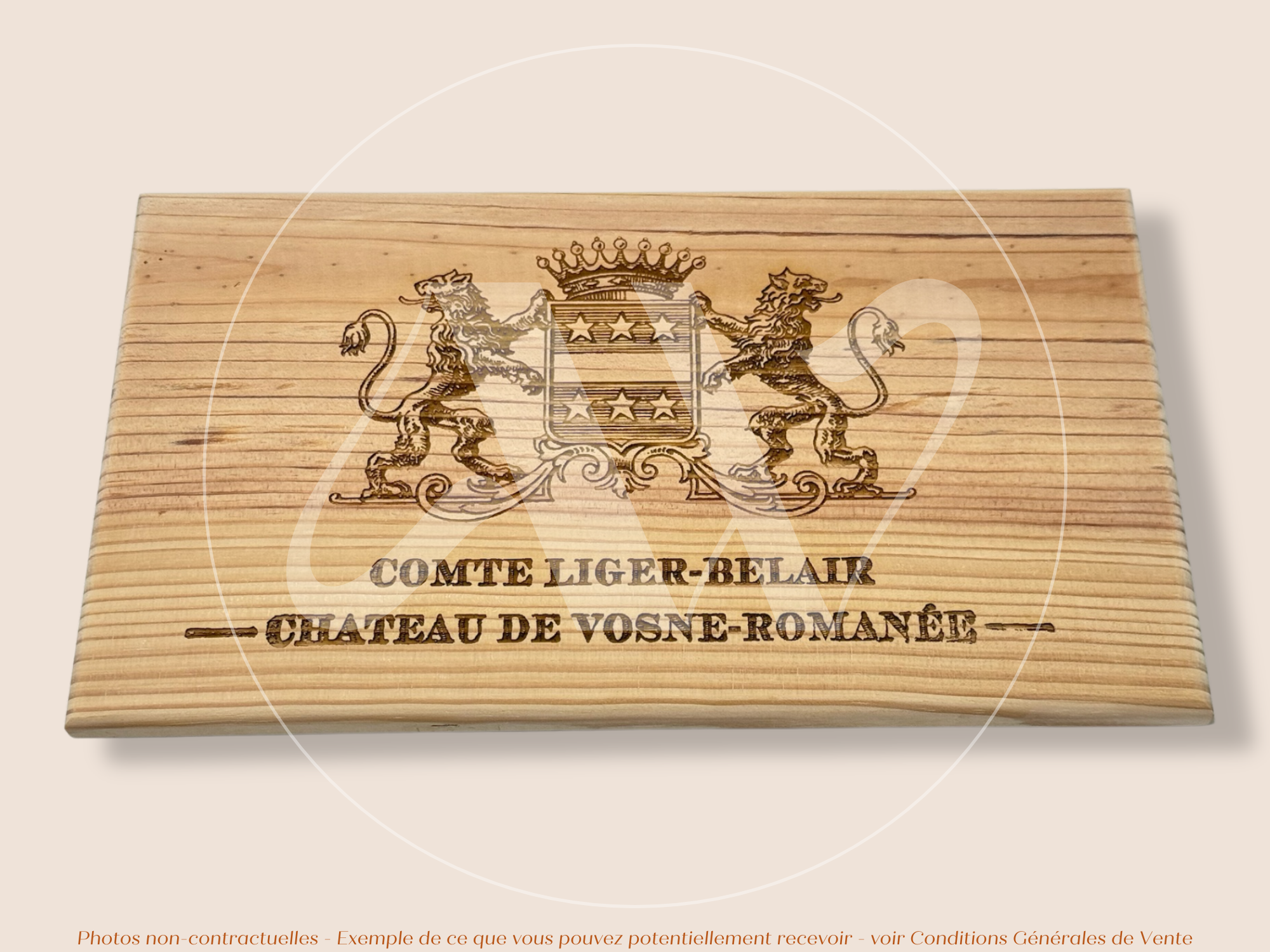 Estampe / Façade d'une caisse de vin en bois du Domaine du Comte Liger Belair - Bourgogne | Format 12 bouteilles = 30x17 cm