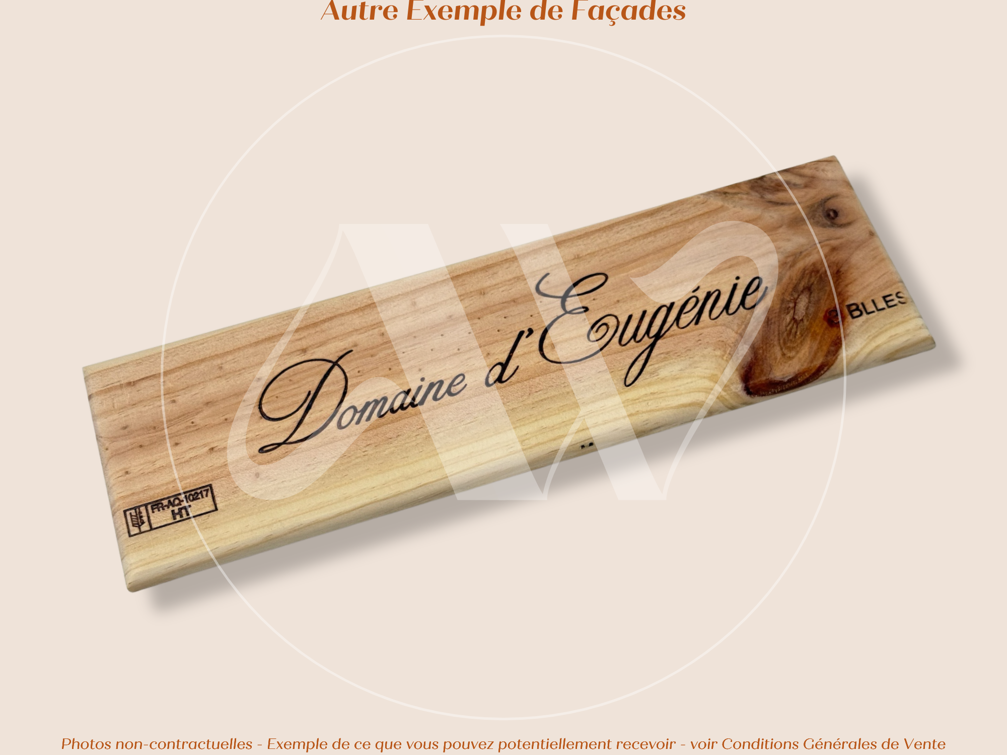 Estampe / Façade d'une caisse de vin en bois du Domaine d'Eugénie - Bourgogne | Format 3 bouteilles = 30x9 cm