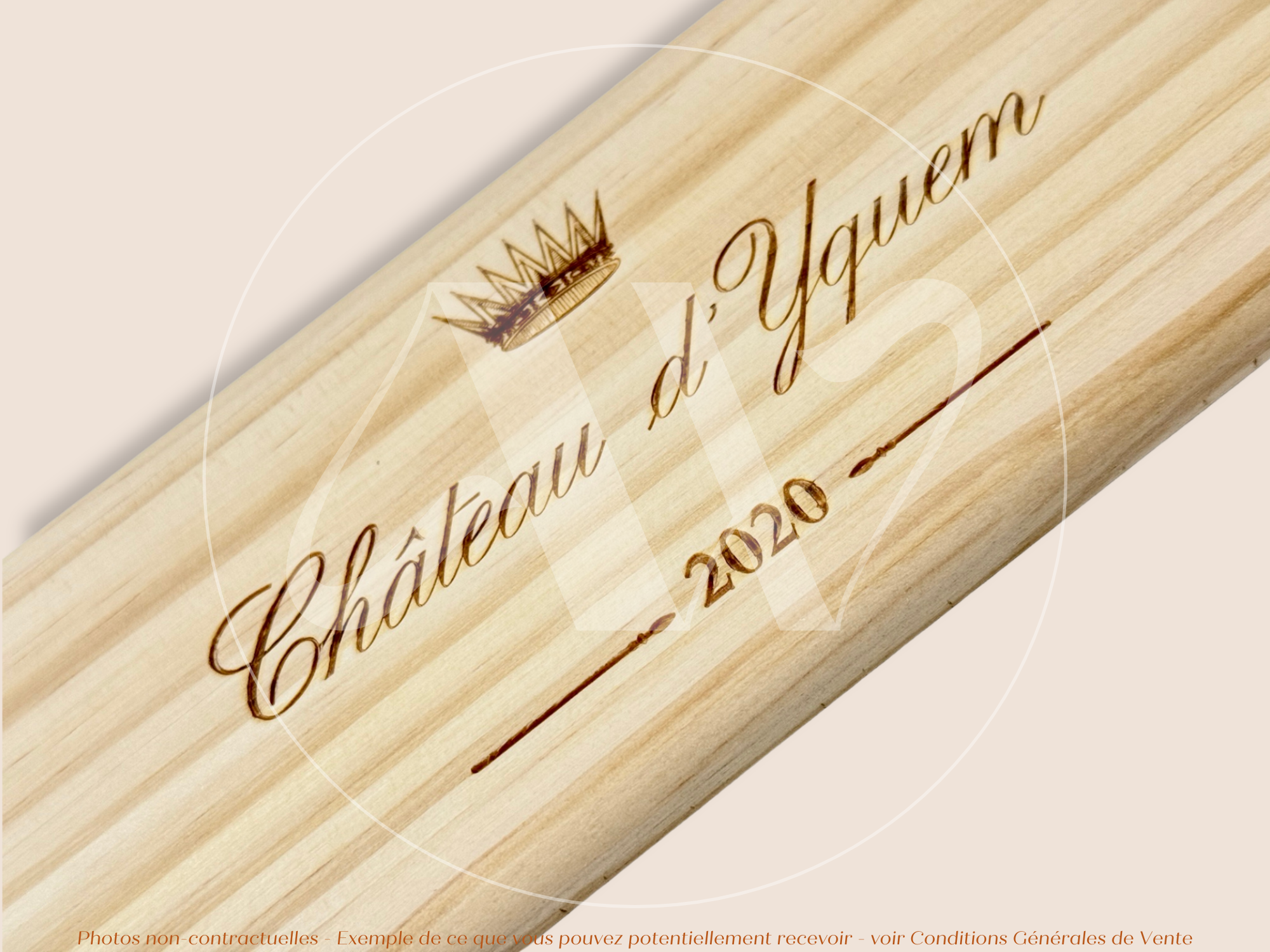 Plaque Estampe bois – Château d’Yquem – Sauternes (Bordeaux) – Millésime 2020 – Estampe prestigieuse