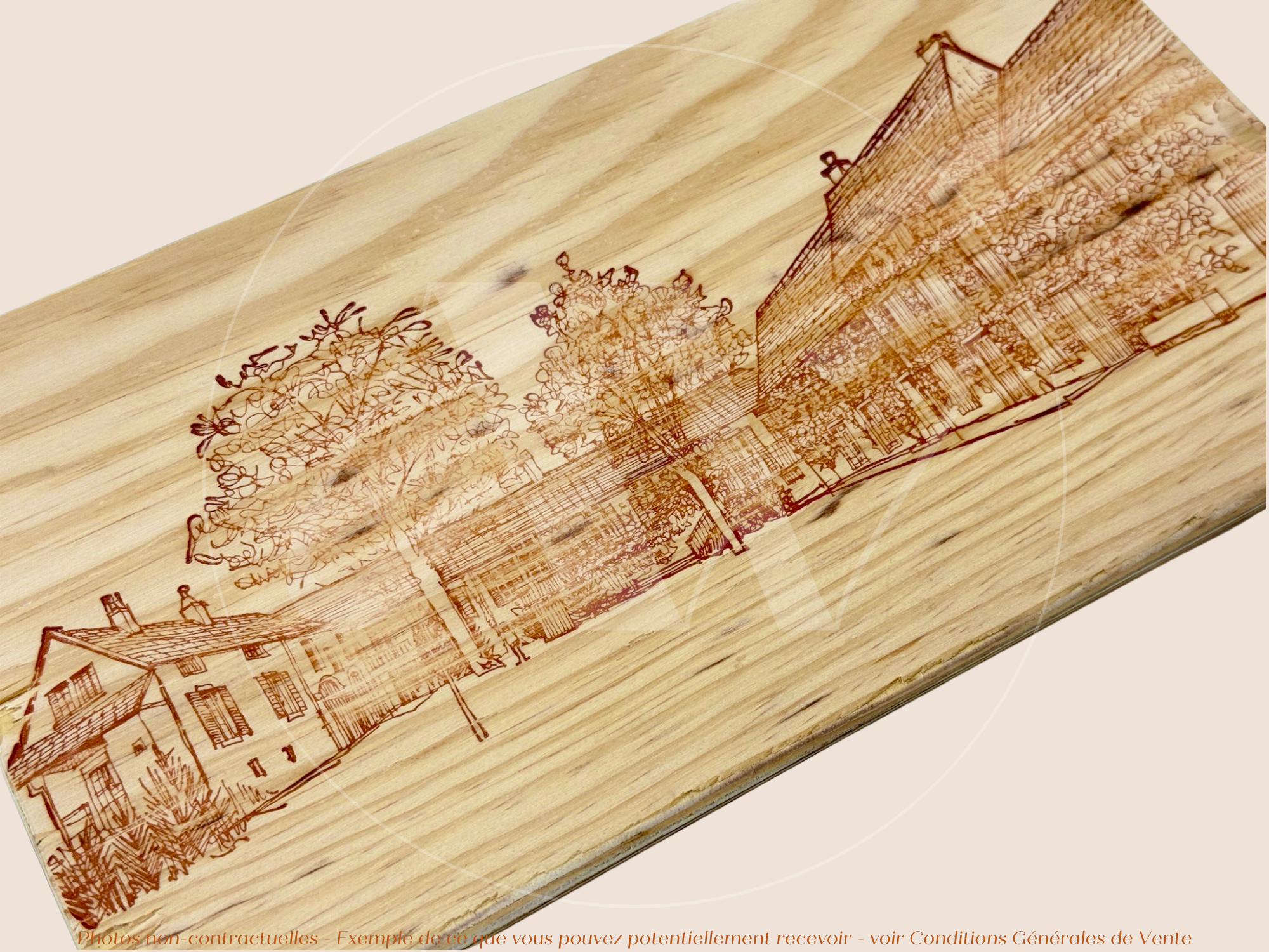 Estampe / Façade d'une caisse de vin en bois du Domaine Leflaive - Bourgogne | Format 12 bouteille = 30x17 cm