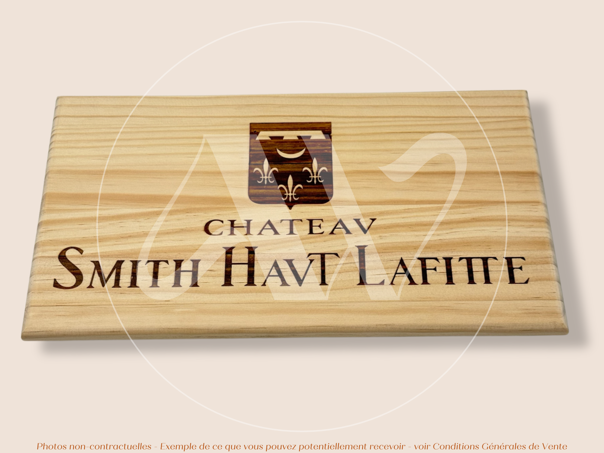 Estampe / Façade d'une caisse de vin en bois du Chateau Smith Haut Lafitte - Bordeaux | Format 6 ou 12 bouteilles = 30x17