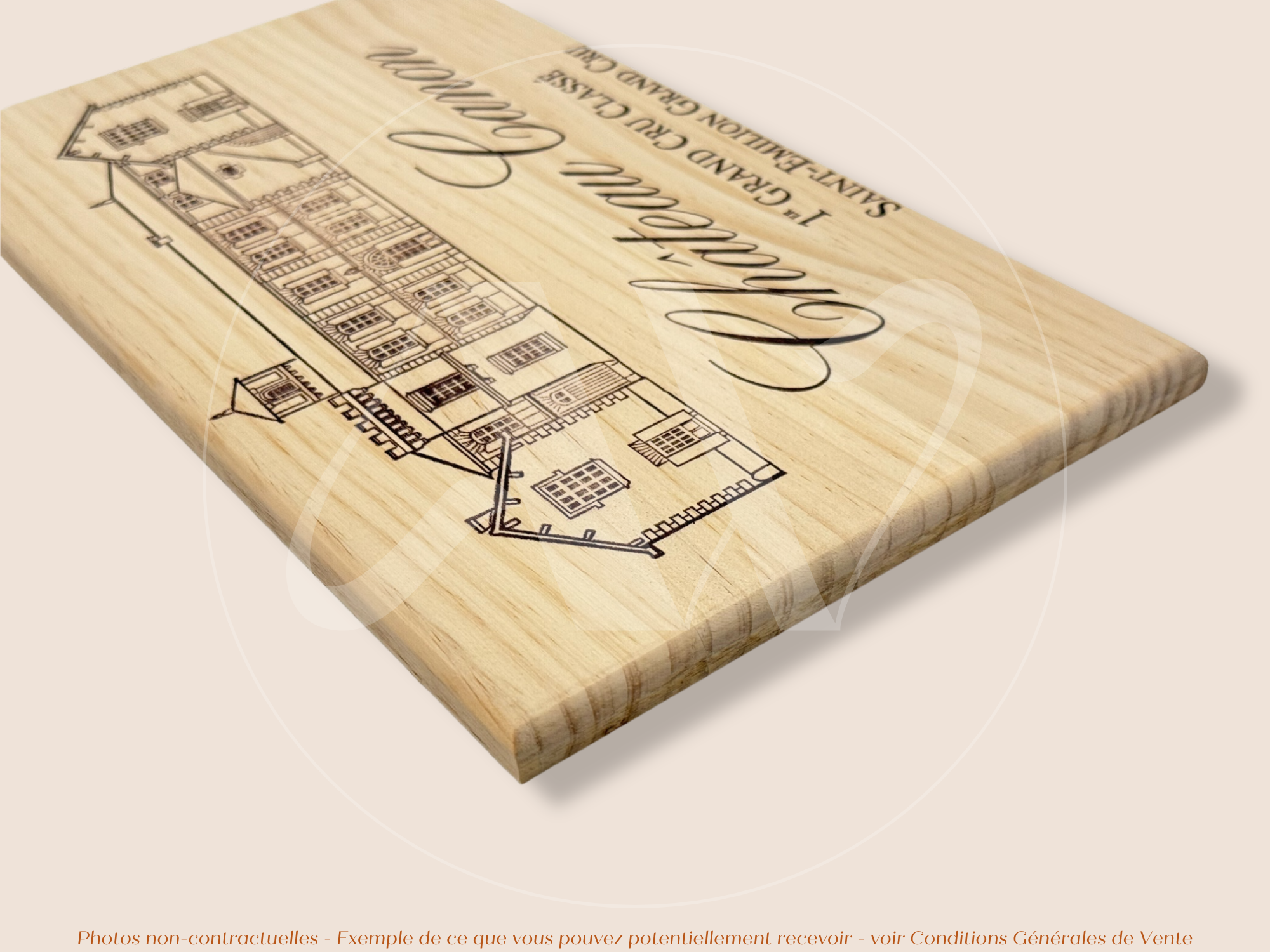Estampe / Façade d'une caisse de vin en bois du Chateau Canon - Bordeaux | Format 6 ou 12 bouteilles = 30x17 cm