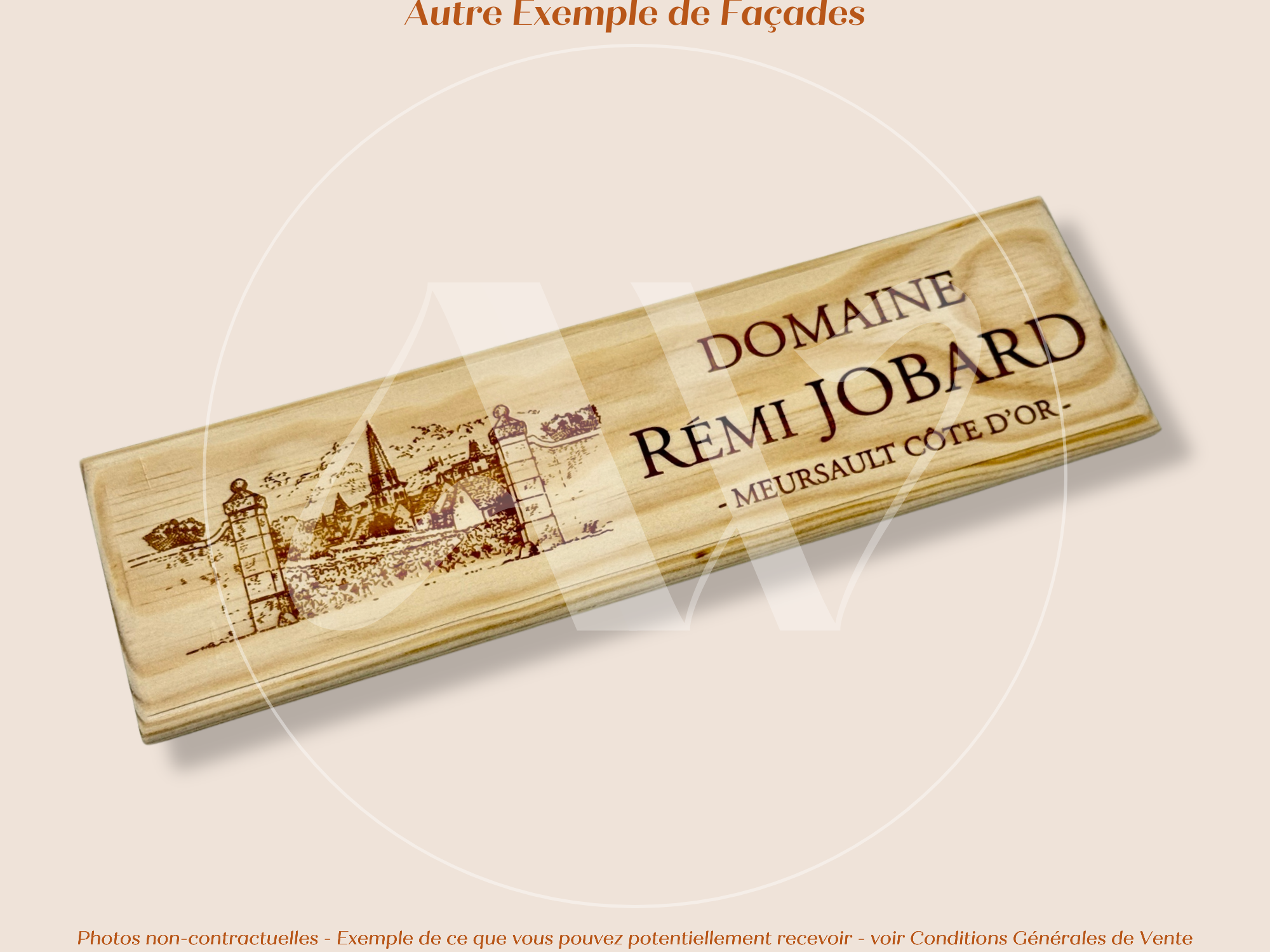 Façade Estampe bois – Domaine Rémi Jobard – Meursault (Bourgogne – Côte d'Or) – Format 30x9 cm – Quantité Limitée