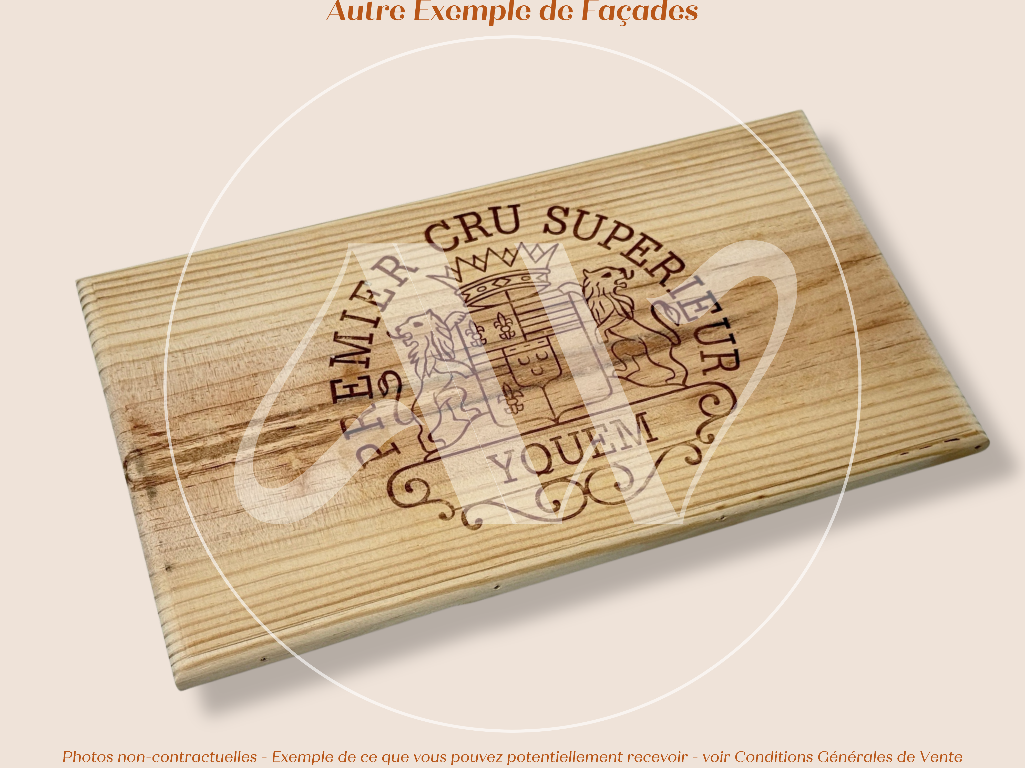 Façade Estampe bois – Château d’Yquem – Sauternes (Bordeaux) – Format 30x17 cm – (très demandé – icône absolue)