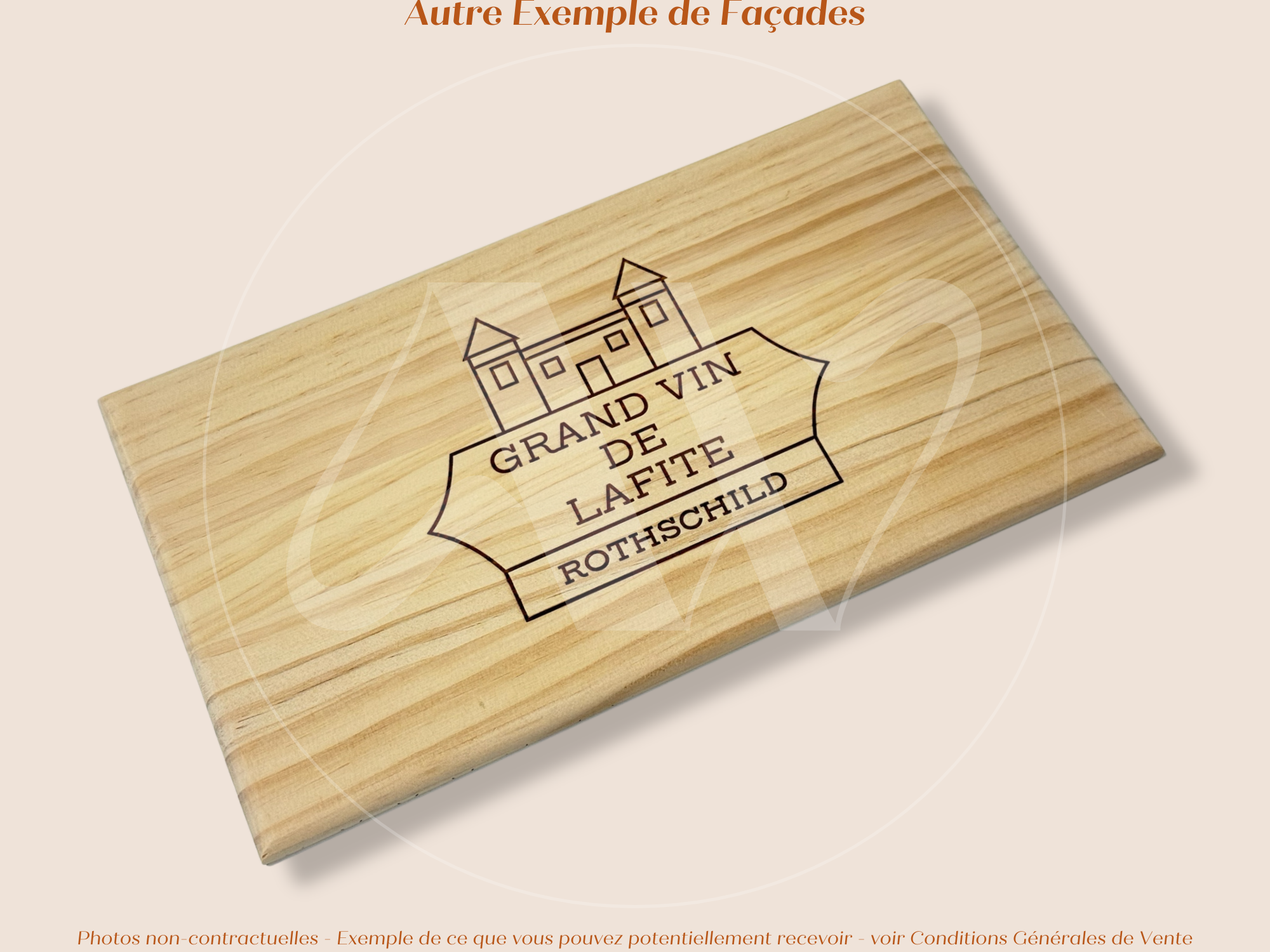 Estampe / Façade d'une caisse de vin en bois du Chateau Lafite Rothschild - Bordeaux | Format 6 bouteilles = 30x17