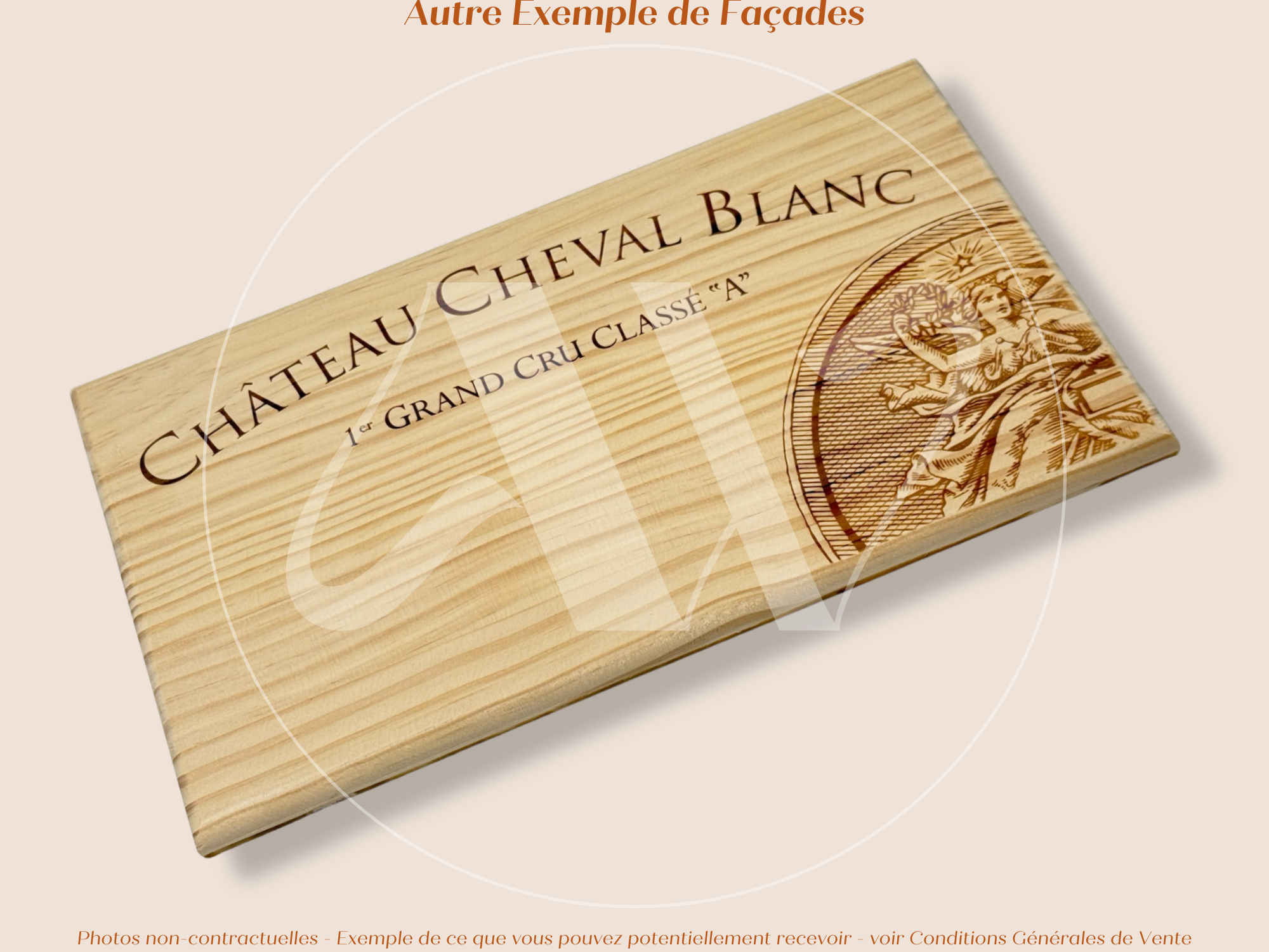 Façade Estampe bois – Château Cheval Blanc – Saint-Émilion (Bordeaux) – Format 30x17 cm – (RARE)