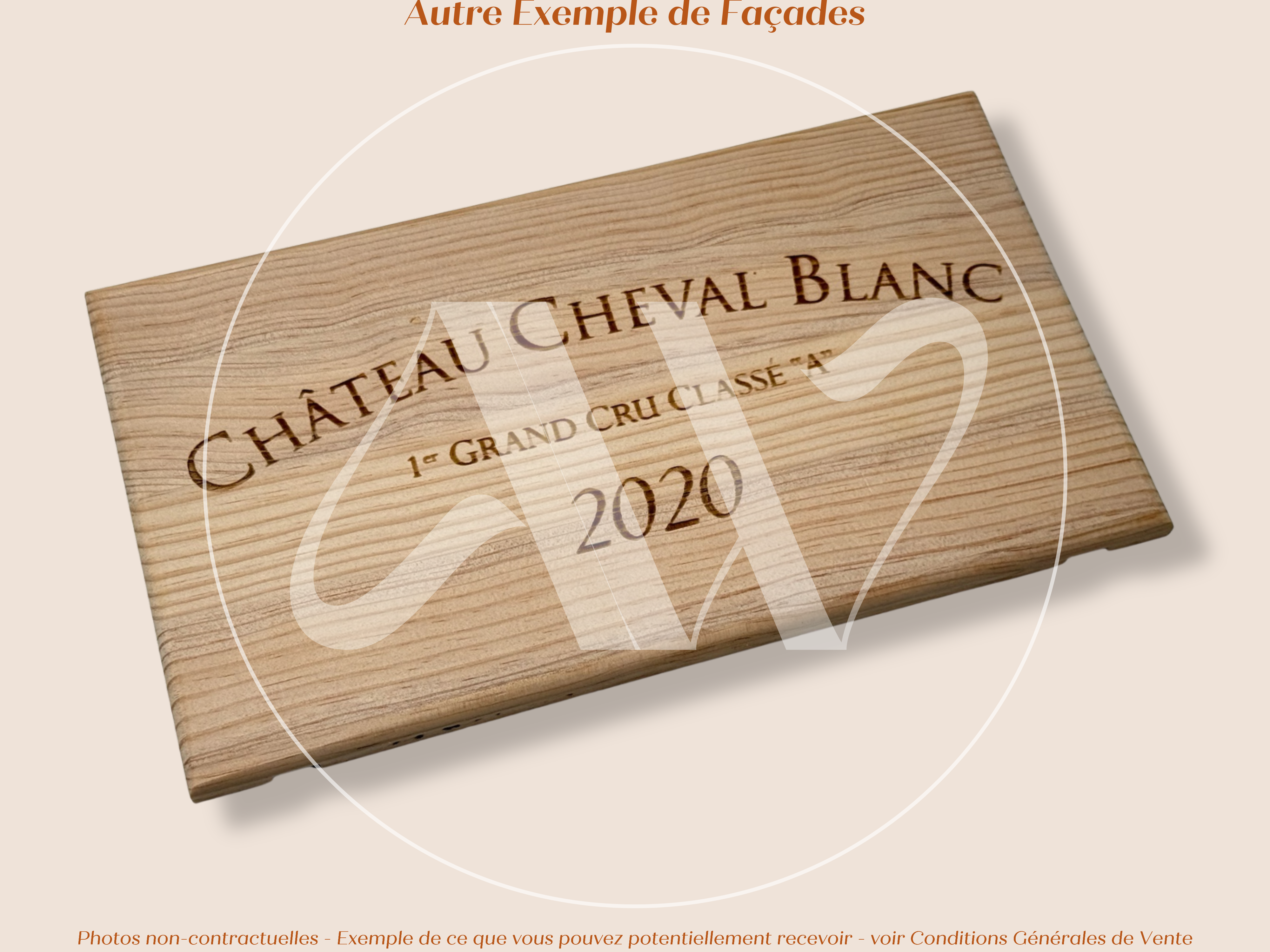 Estampe de caisse de vin Château Cheval Blanc 2020 – Saint-Émilion Grand Cru – 30 × 17 cm
