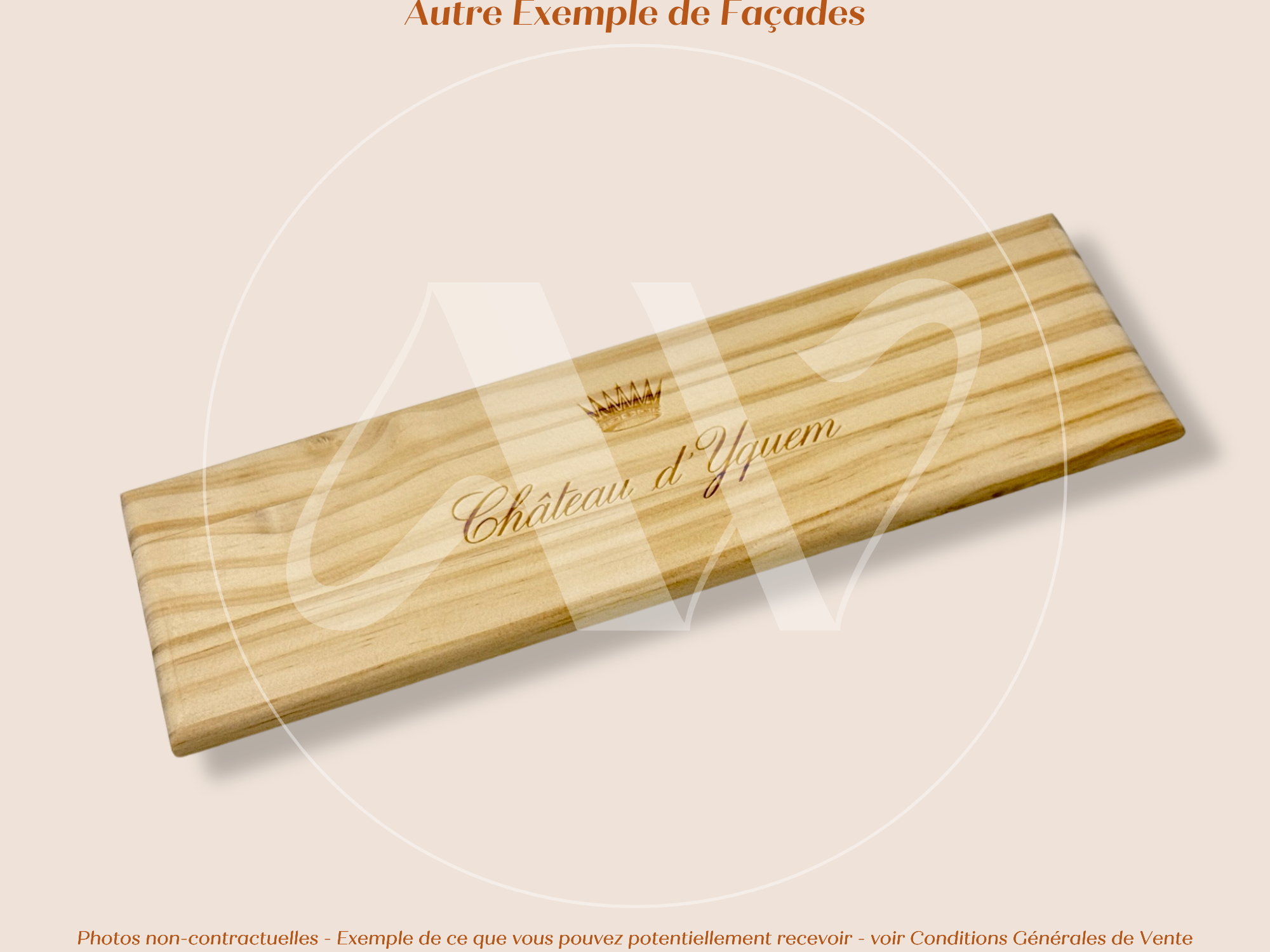Estampe / Façade d'une caisse de vin en bois du Chateau Yquem - Sauternes - Bordeaux | Format 1 bouteille = 30x9