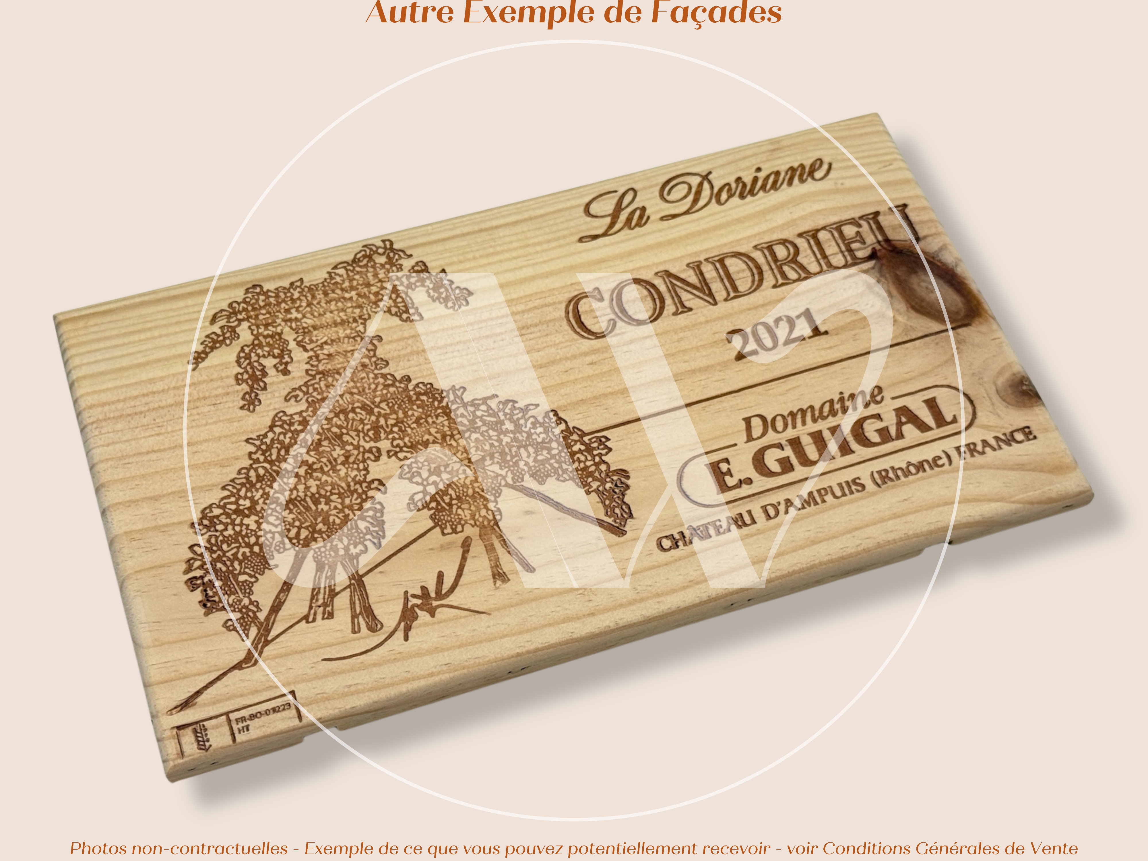Estampe de caisse de vin – La Doriane 2021 – Condrieu, Domaine E. Guigal – 30 × 17 cm