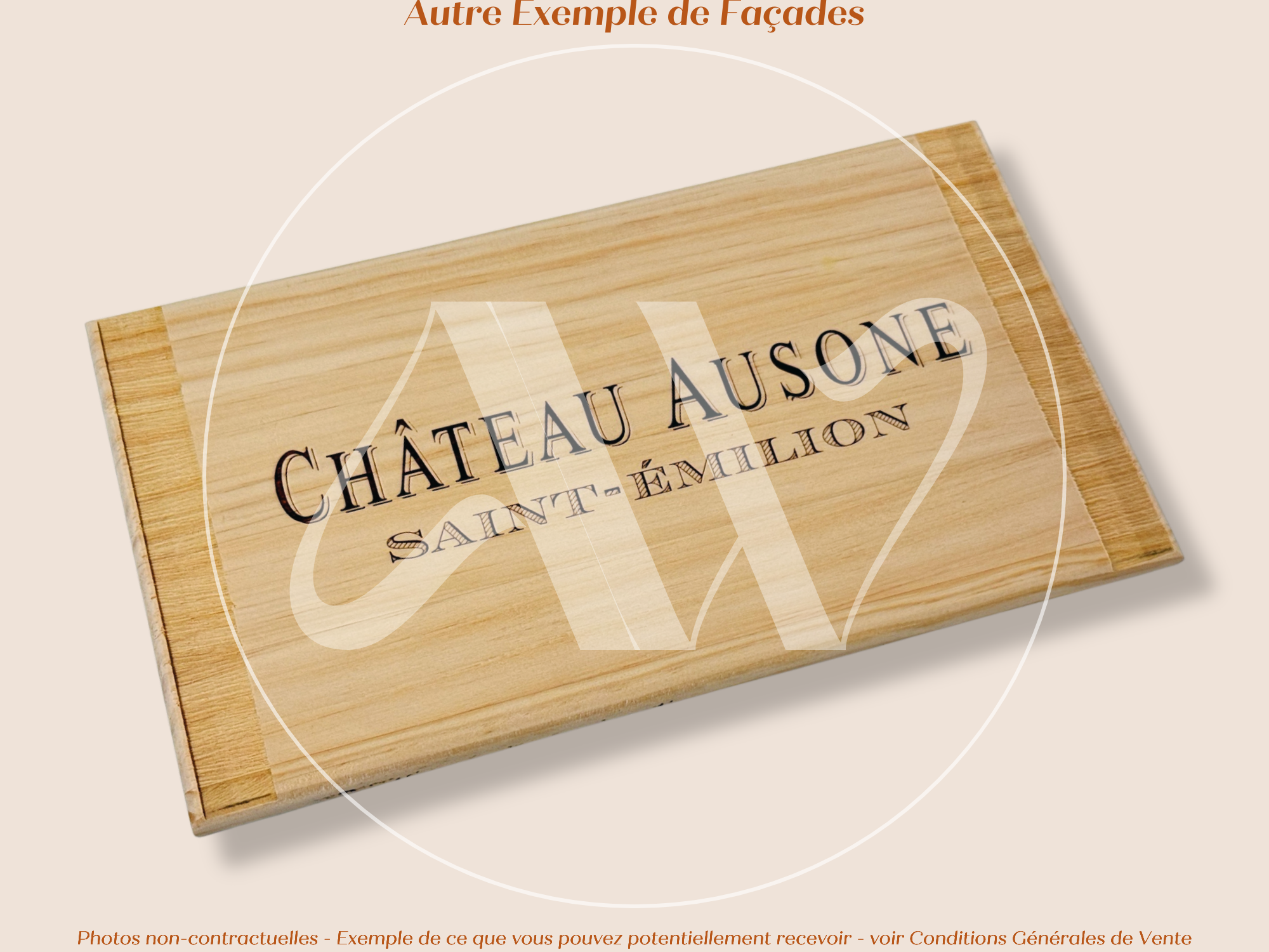 Estampe de caisse de vin – Château Ausone – Saint-Émilion – 30 × 17 cm