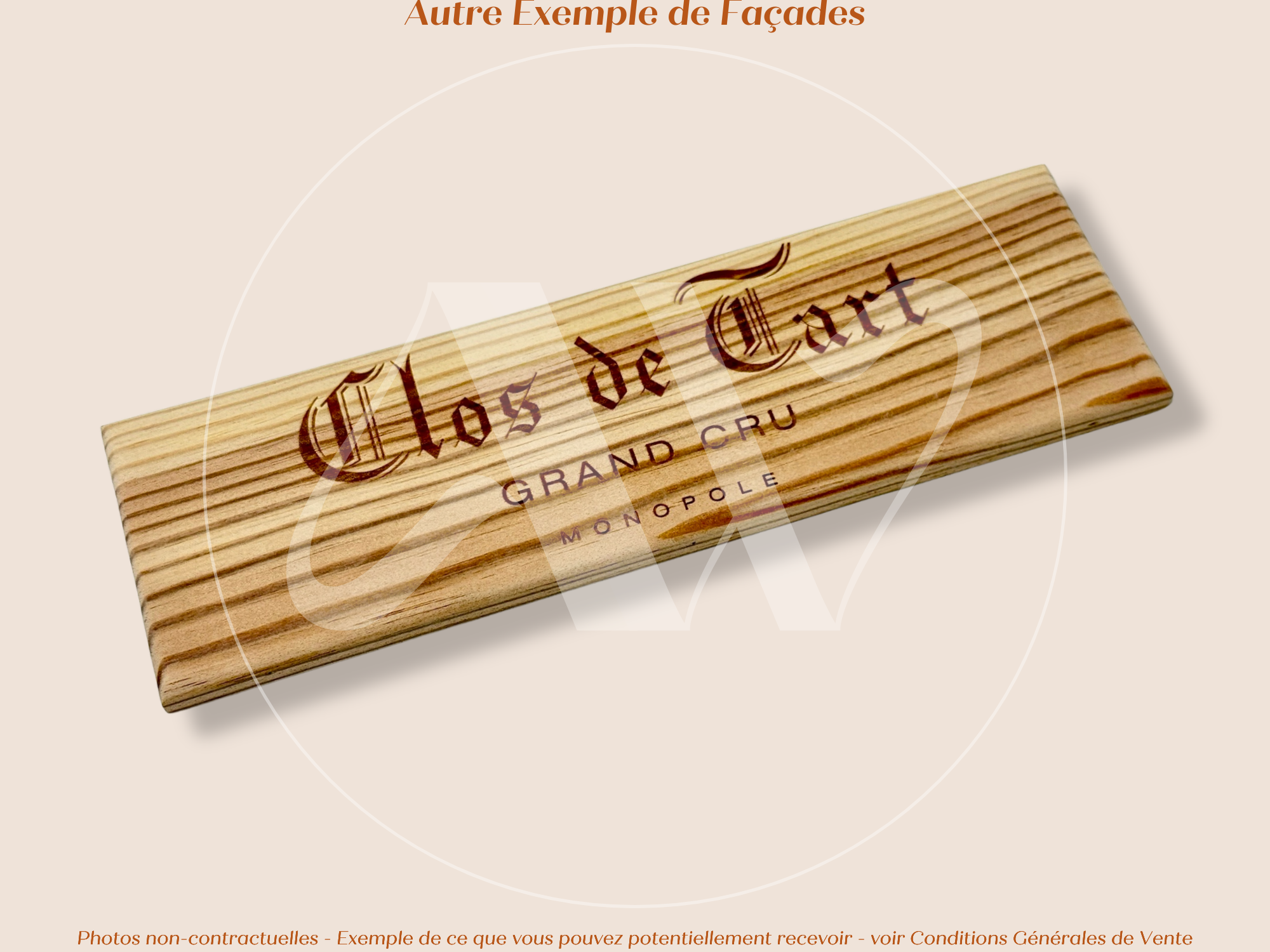Estampe / Façade d'une caisse de vin en bois du Domaine du Clos de Tart - Bourgogne | Format 6 bouteilles = 30x9 cm