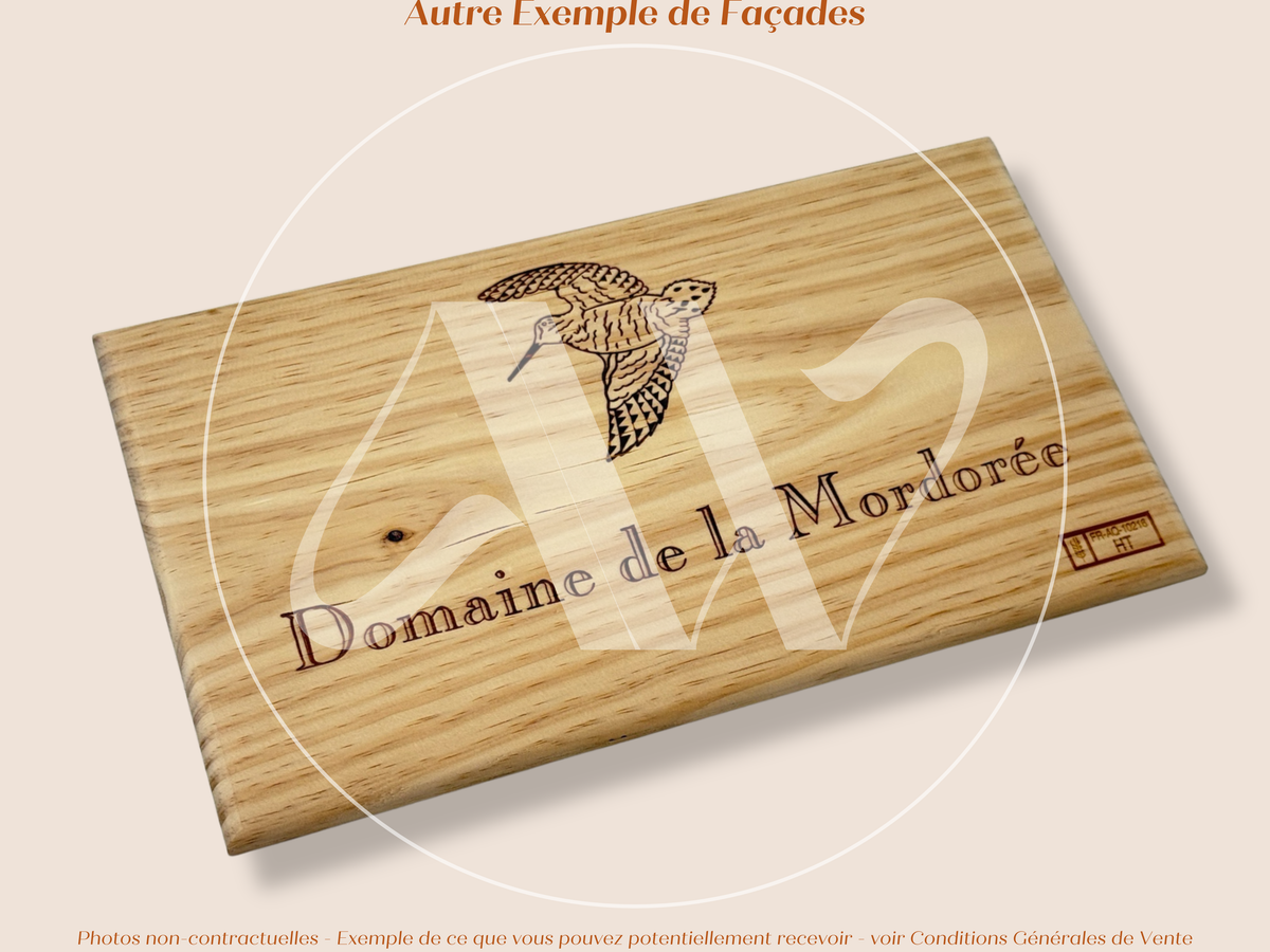 Estampe / Façade d'une caisse de vin en bois du Domaine de la Mordorée - Vallée du Rhône | Format 6 bouteilles = 30x17 cm