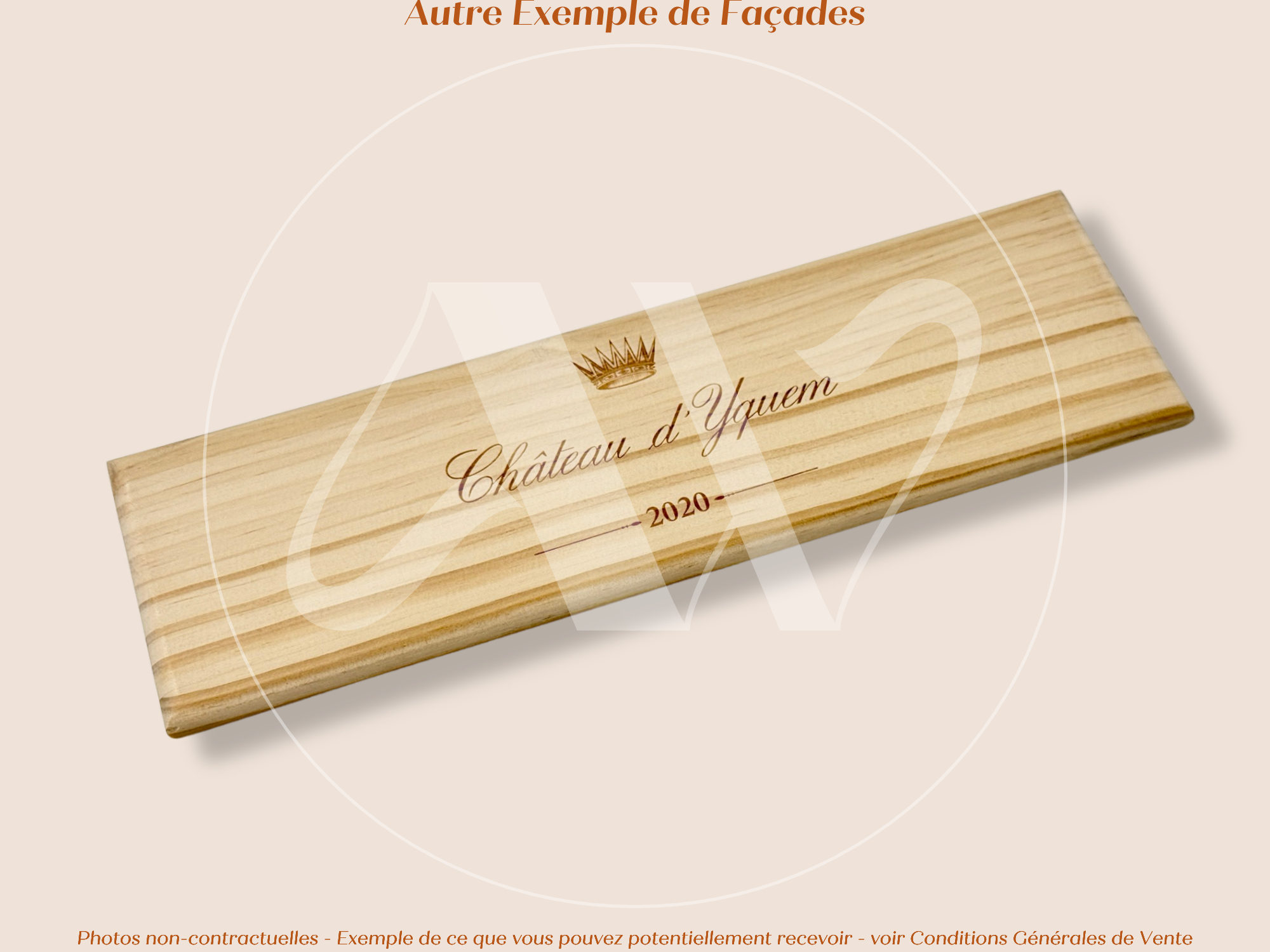 Plaque Estampe bois – Château d’Yquem – Sauternes (Bordeaux) – Millésime 2020 – Estampe prestigieuse