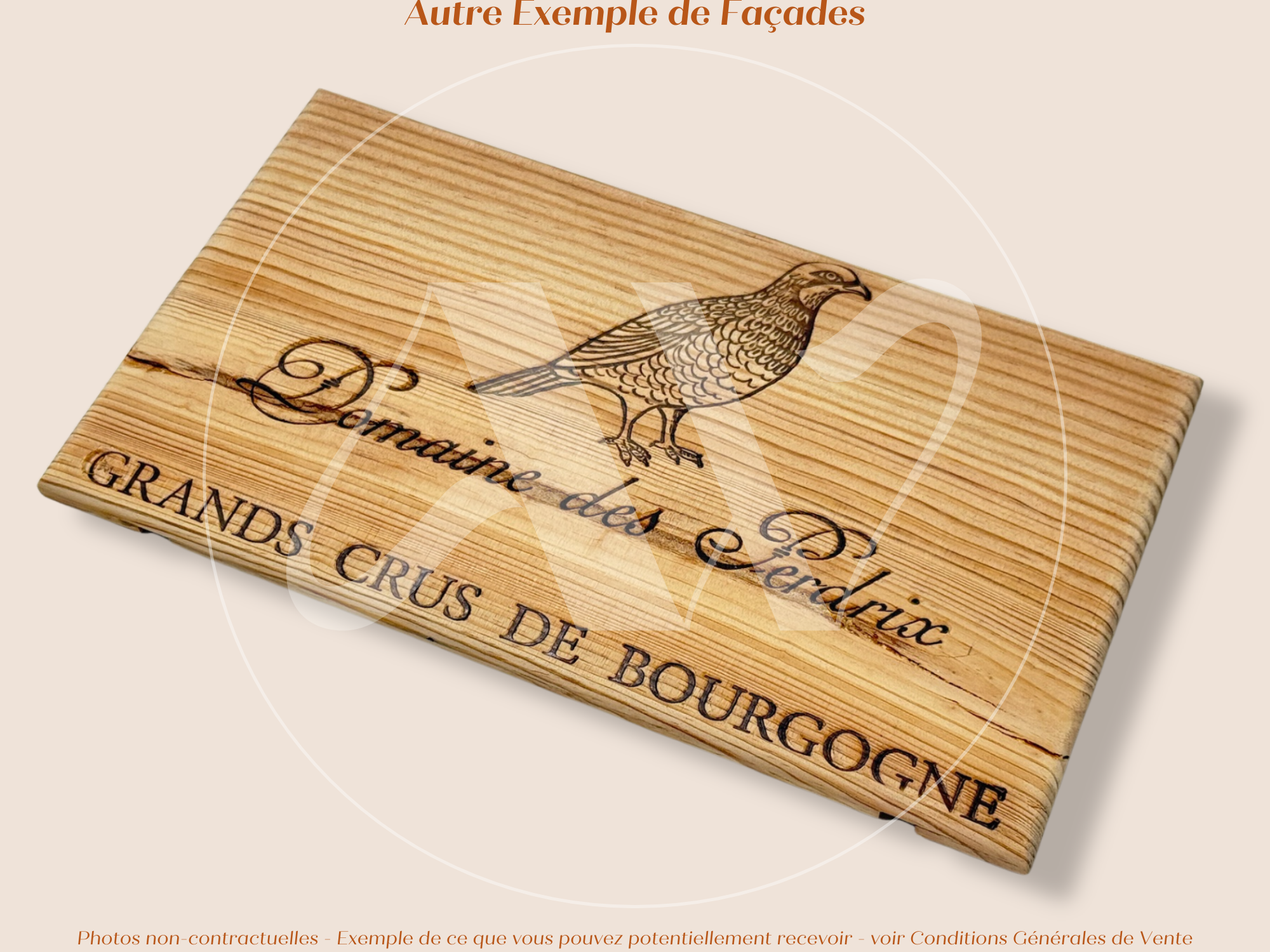 Estampe bois – Domaine des Perdrix – Grands Crus de Bourgogne – Format 30x17 cm – Façade rare d’un domaine d’exception