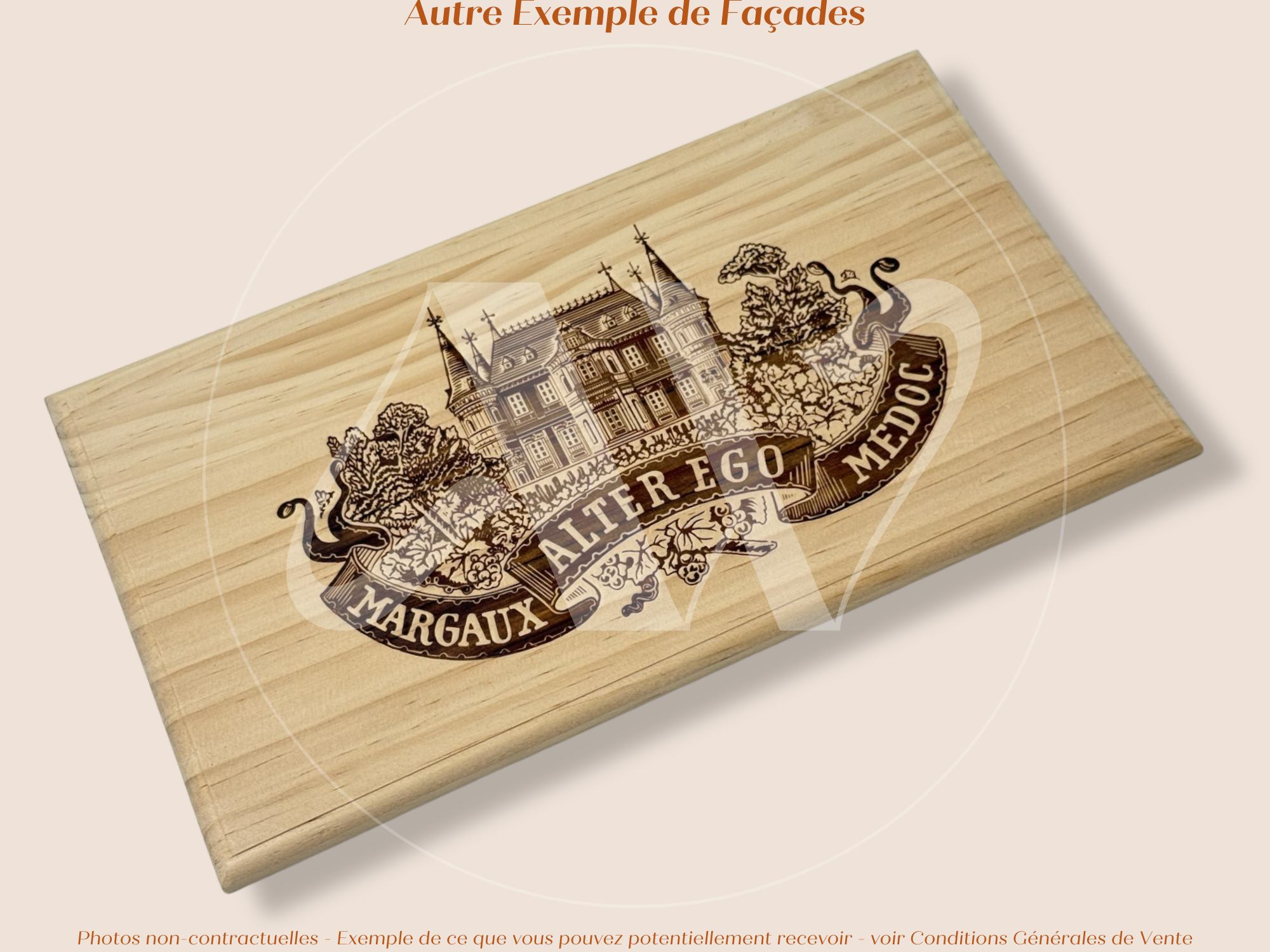 Estampe / Façade d'une caisse de vin en bois du Chateau Palmer - Alter Ego - Margaux - Bordeaux | Format 6 bouteilles = 30x17 cm
