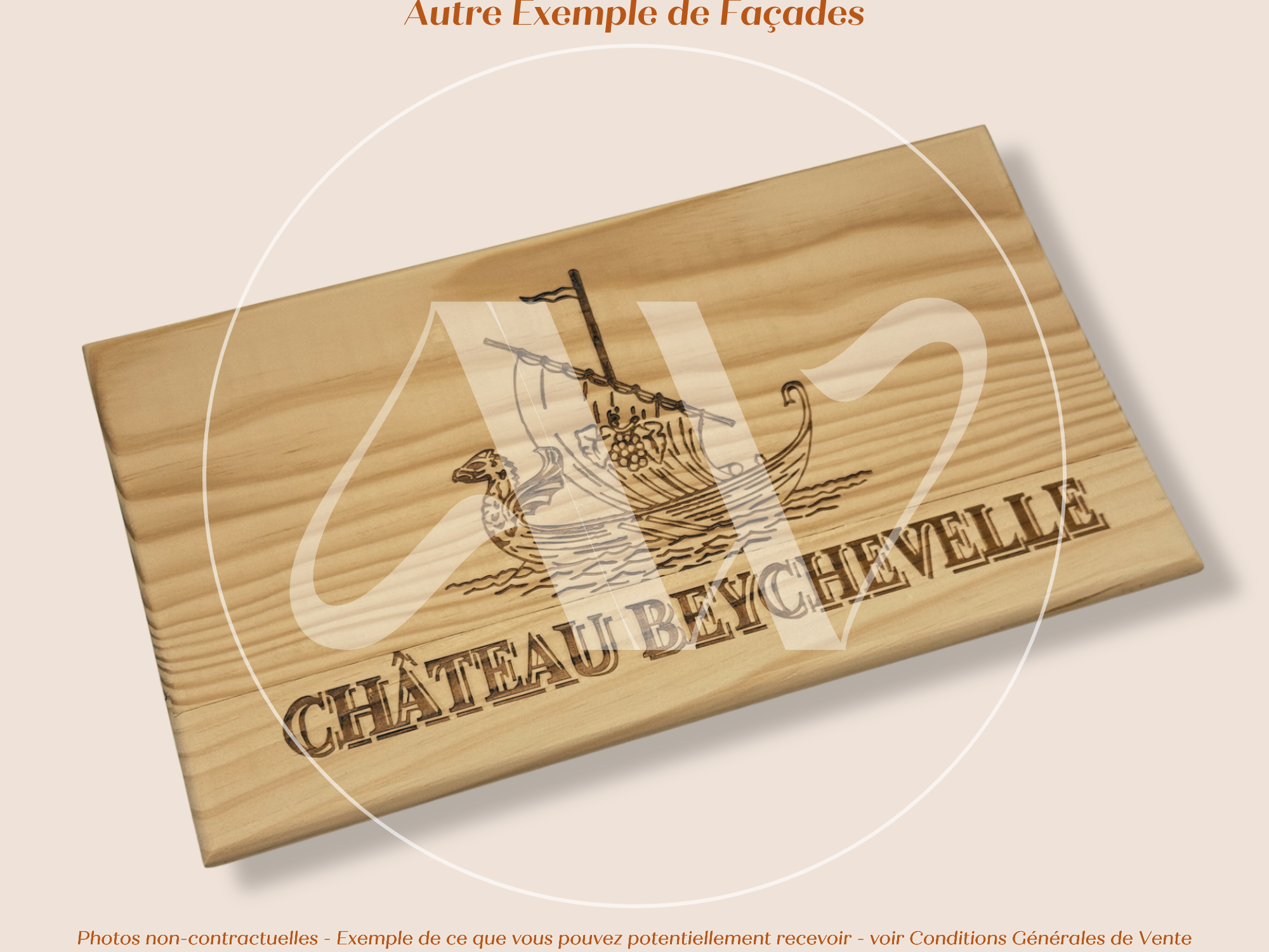 Façade Estampe bois – Château Beychevelle – Saint-Julien (Bordeaux) – Format 30x17 cm – (Icône du Médoc – RARE)