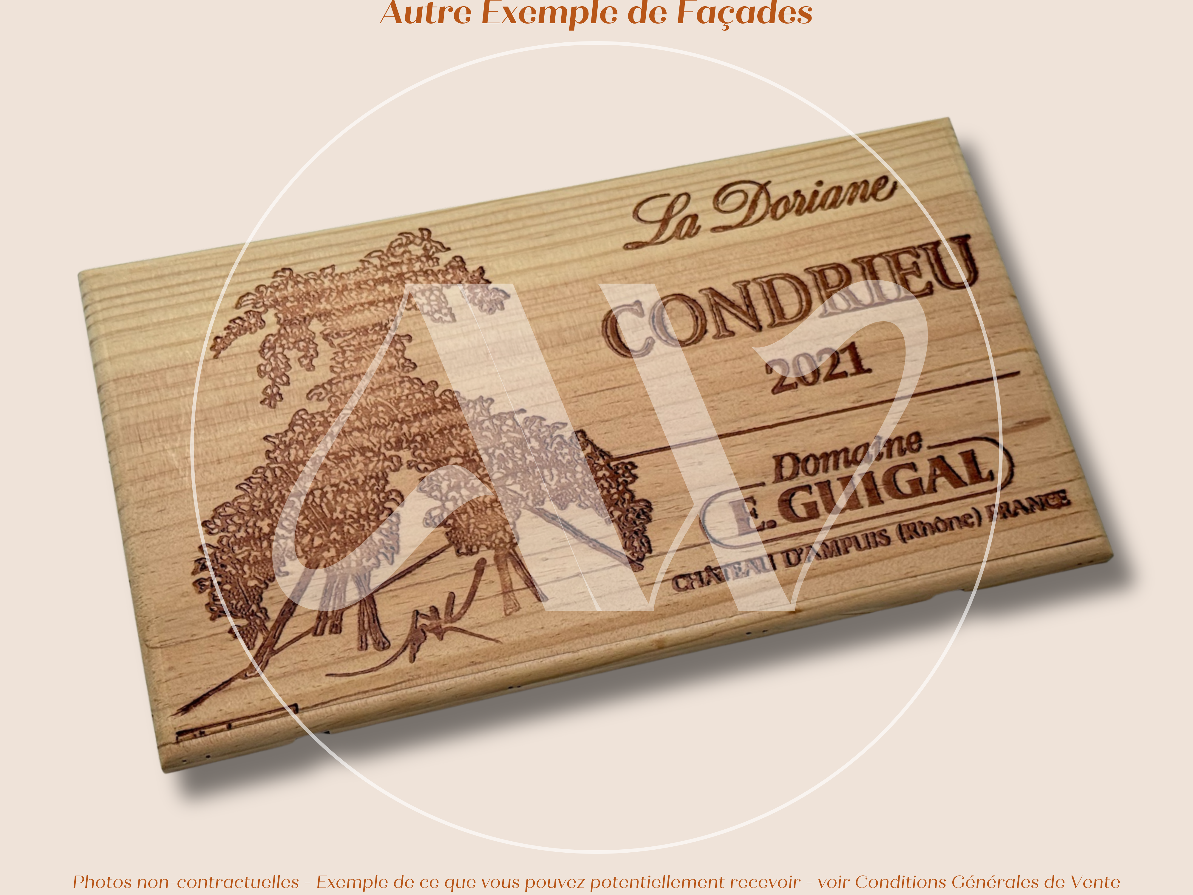 Estampe de caisse de vin – La Doriane 2021 – Condrieu, Domaine E. Guigal – 30 × 17 cm