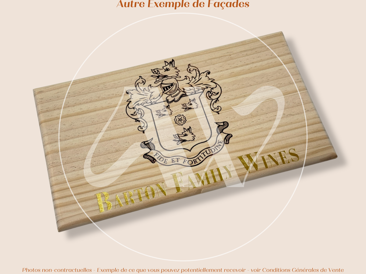 Façade Estampe bois – Barton Family Wines – Bordeaux – Format 30x17 cm – (inscription dorée)