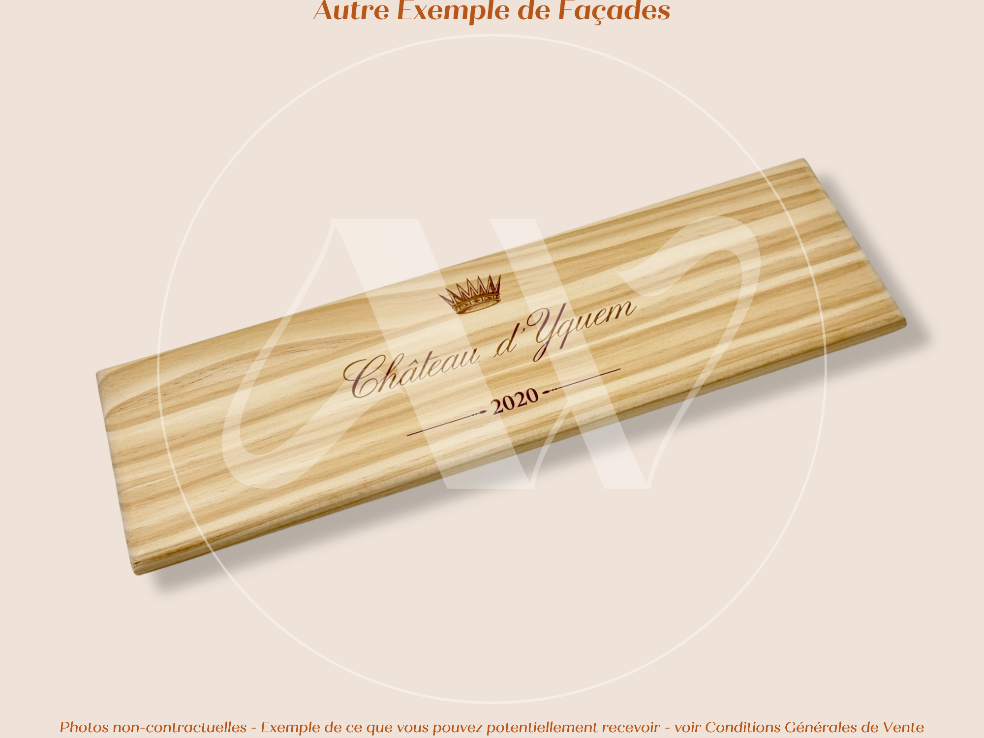 Plaque Estampe bois – Château d’Yquem – Sauternes (Bordeaux) – Millésime 2020 – Estampe prestigieuse