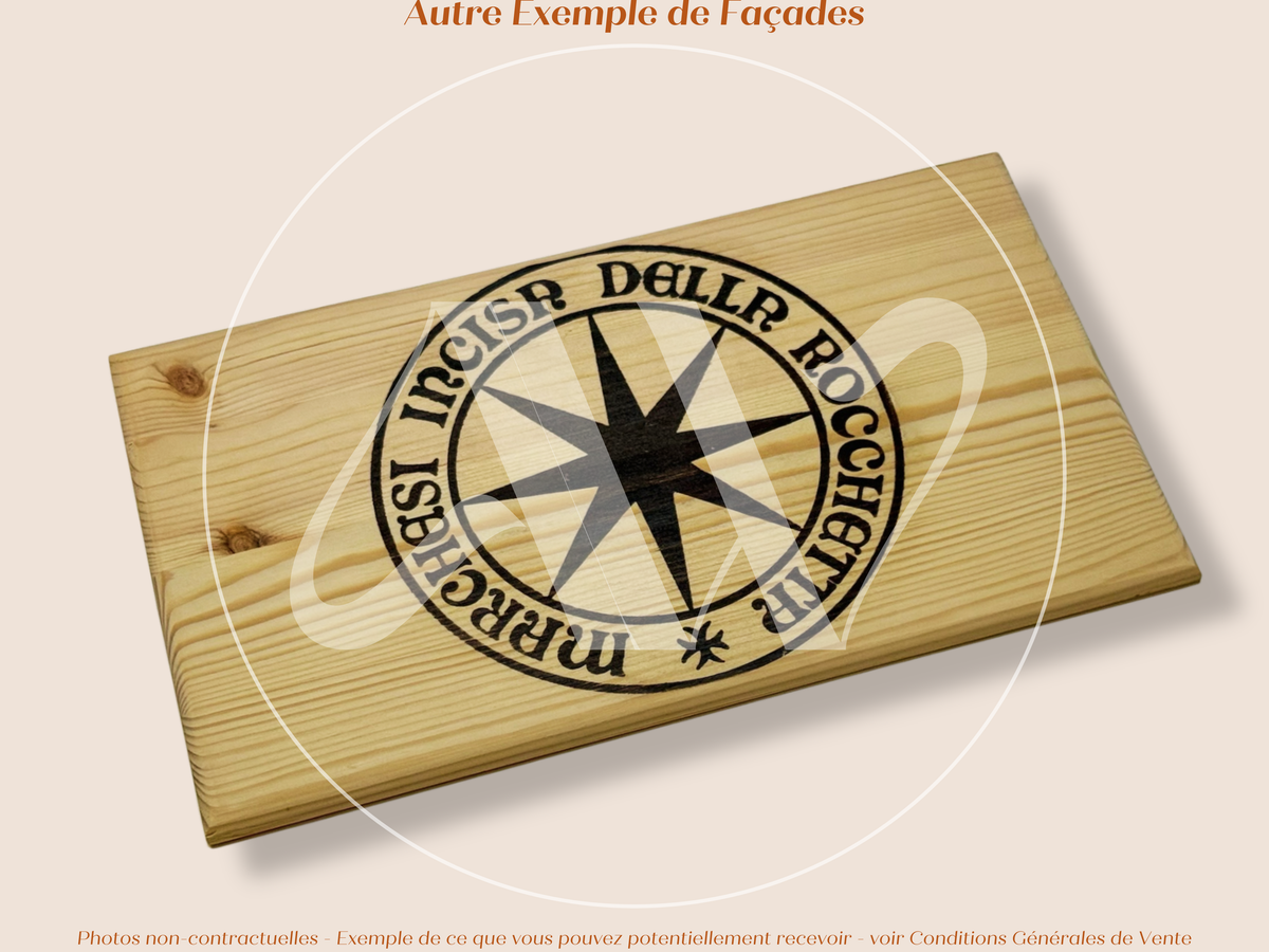 Estampe / Façade d'une caisse de vin en bois du Domaine Sassicaia Tenuta San Guido - Bolgheri - Italie | Format 6 bouteilles = 30x17 cm