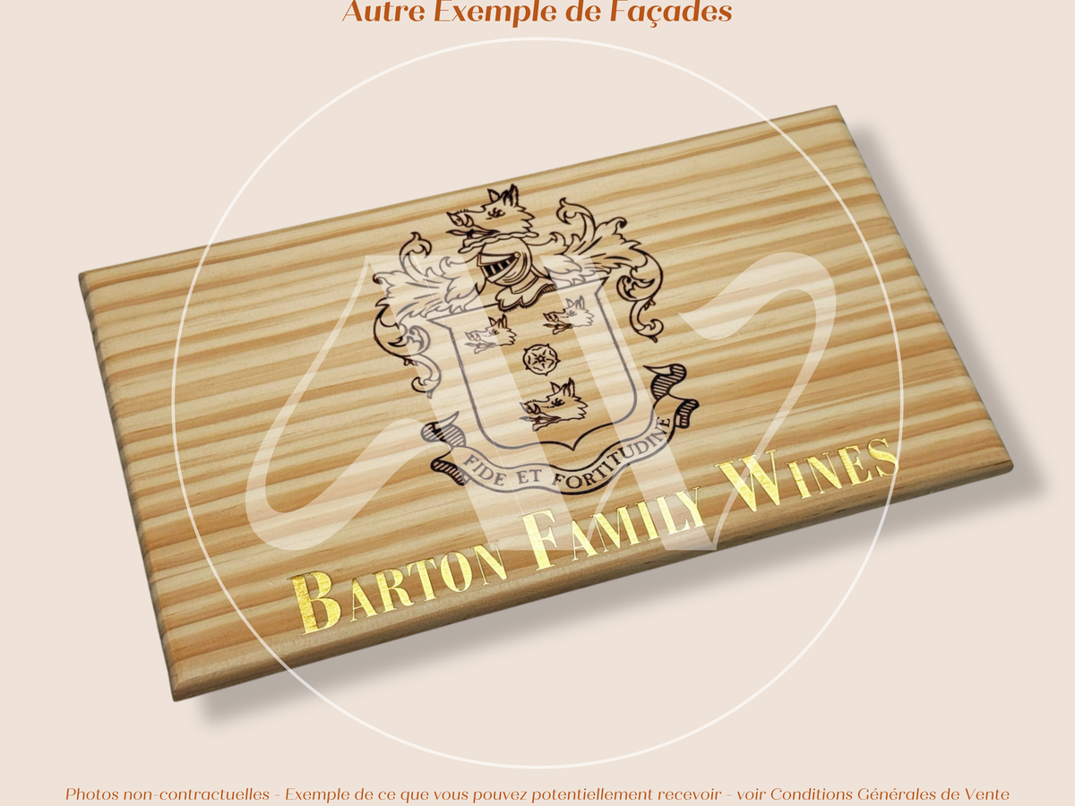 Façade Estampe bois – Barton Family Wines – Bordeaux – Format 30x17 cm – (inscription dorée)