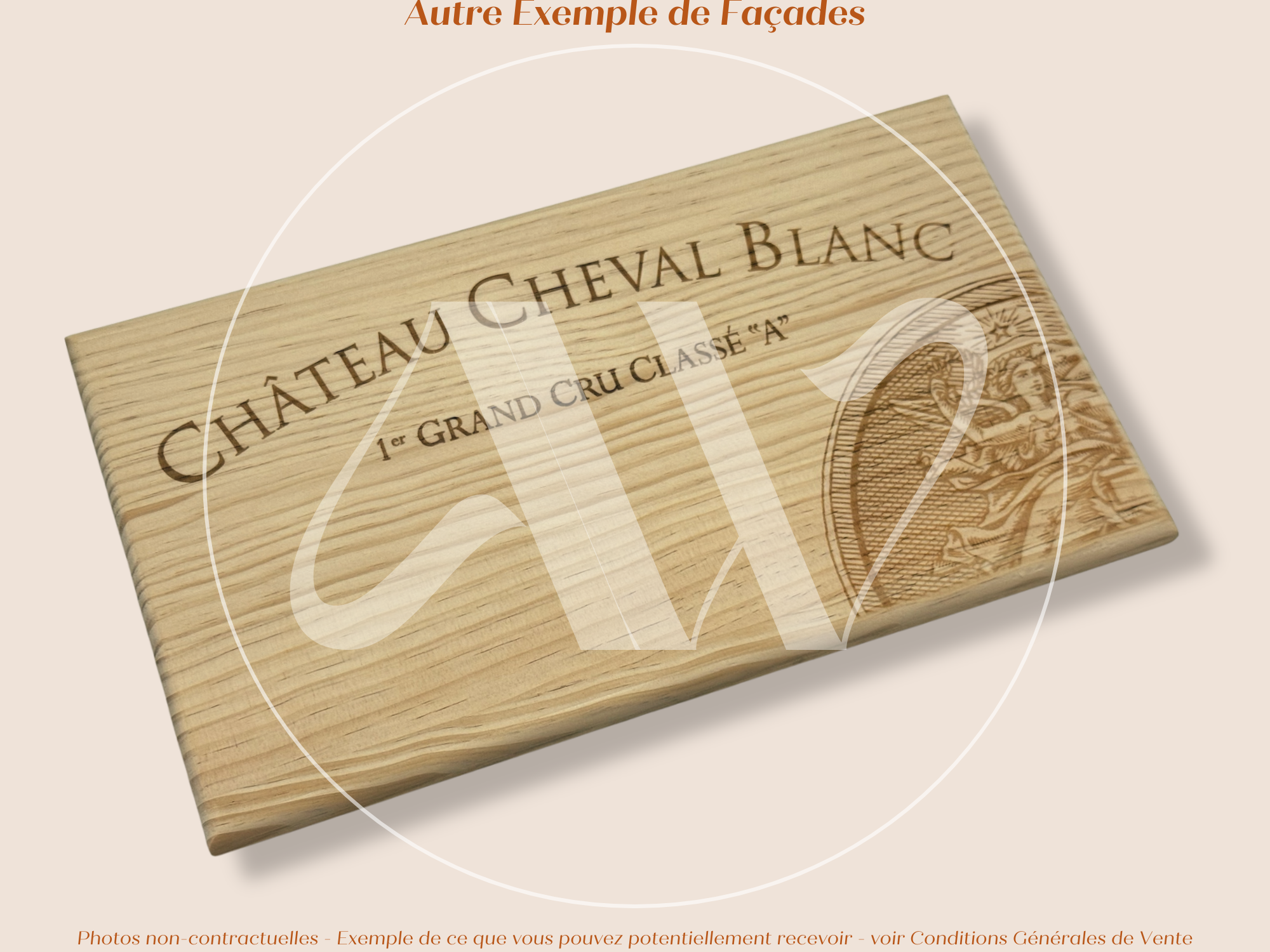 Façade Estampe bois – Château Cheval Blanc – Saint-Émilion (Bordeaux) – Format 30x17 cm – (RARE)