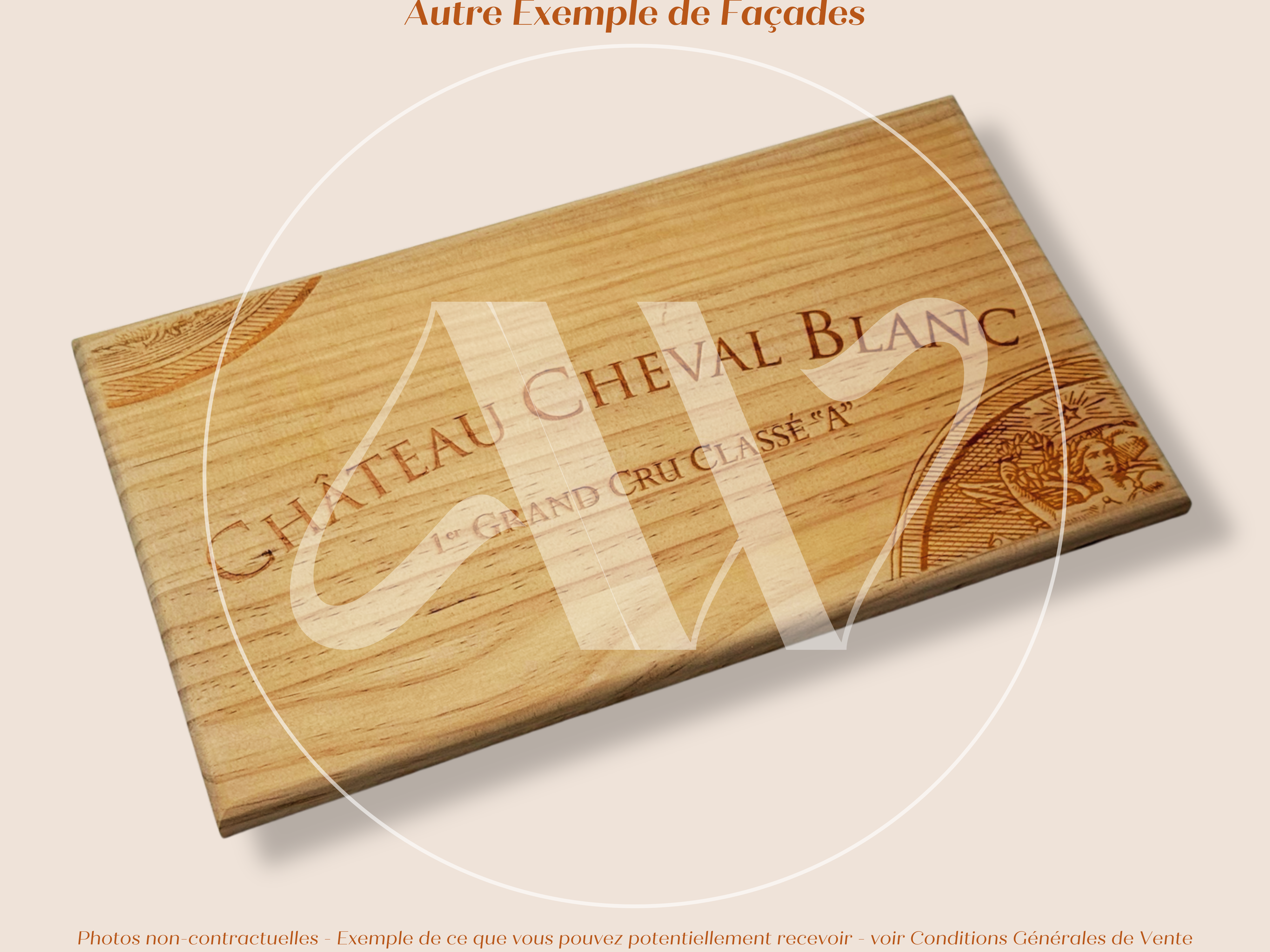 Façade Estampe bois – Château Cheval Blanc – Saint-Émilion (Bordeaux) – Format 30x17 cm – (RARE)