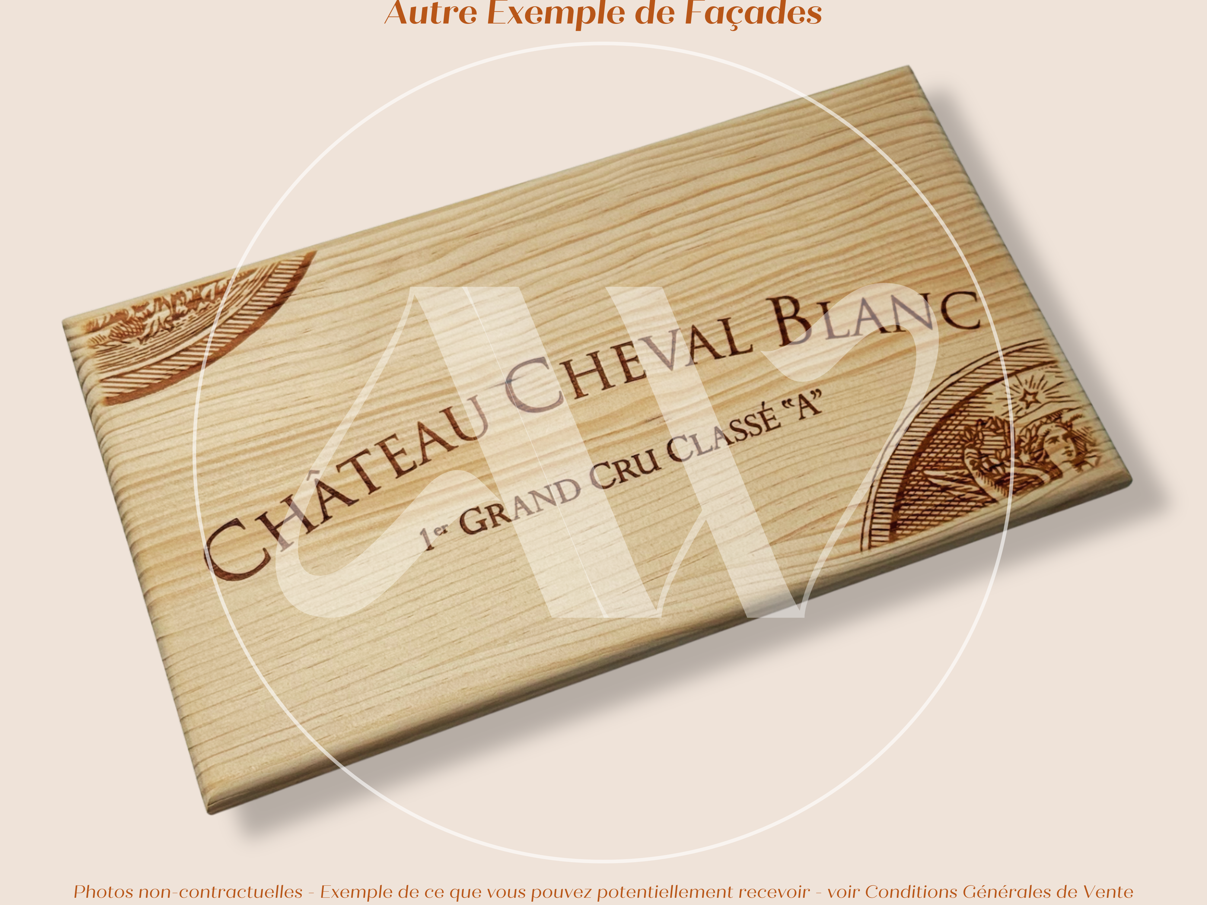 Façade Estampe bois – Château Cheval Blanc – Saint-Émilion (Bordeaux) – Format 30x17 cm – (RARE)