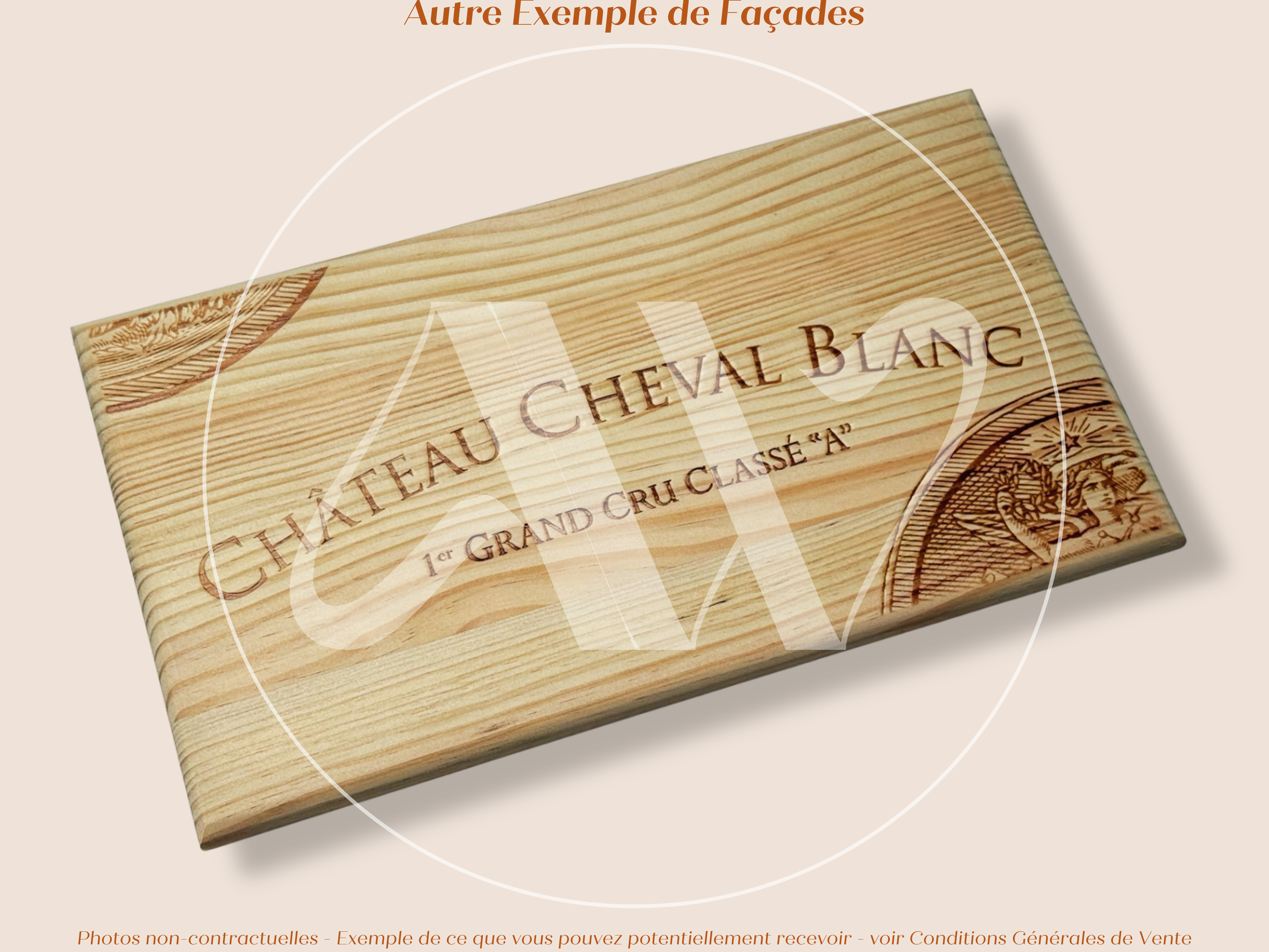 Façade Estampe bois – Château Cheval Blanc – Saint-Émilion (Bordeaux) – Format 30x17 cm – (RARE)