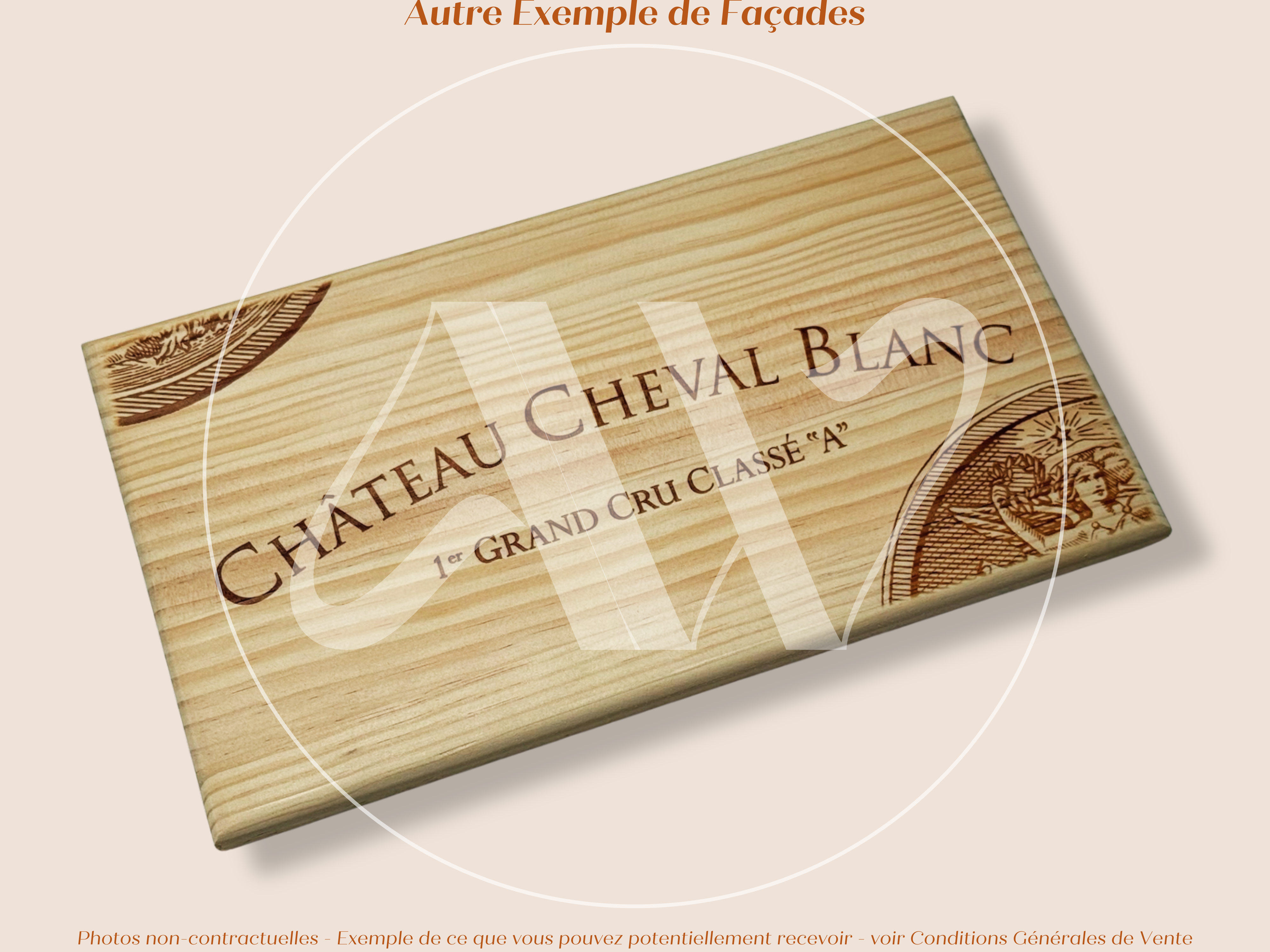 Façade Estampe bois – Château Cheval Blanc – Saint-Émilion (Bordeaux) – Format 30x17 cm – (RARE)