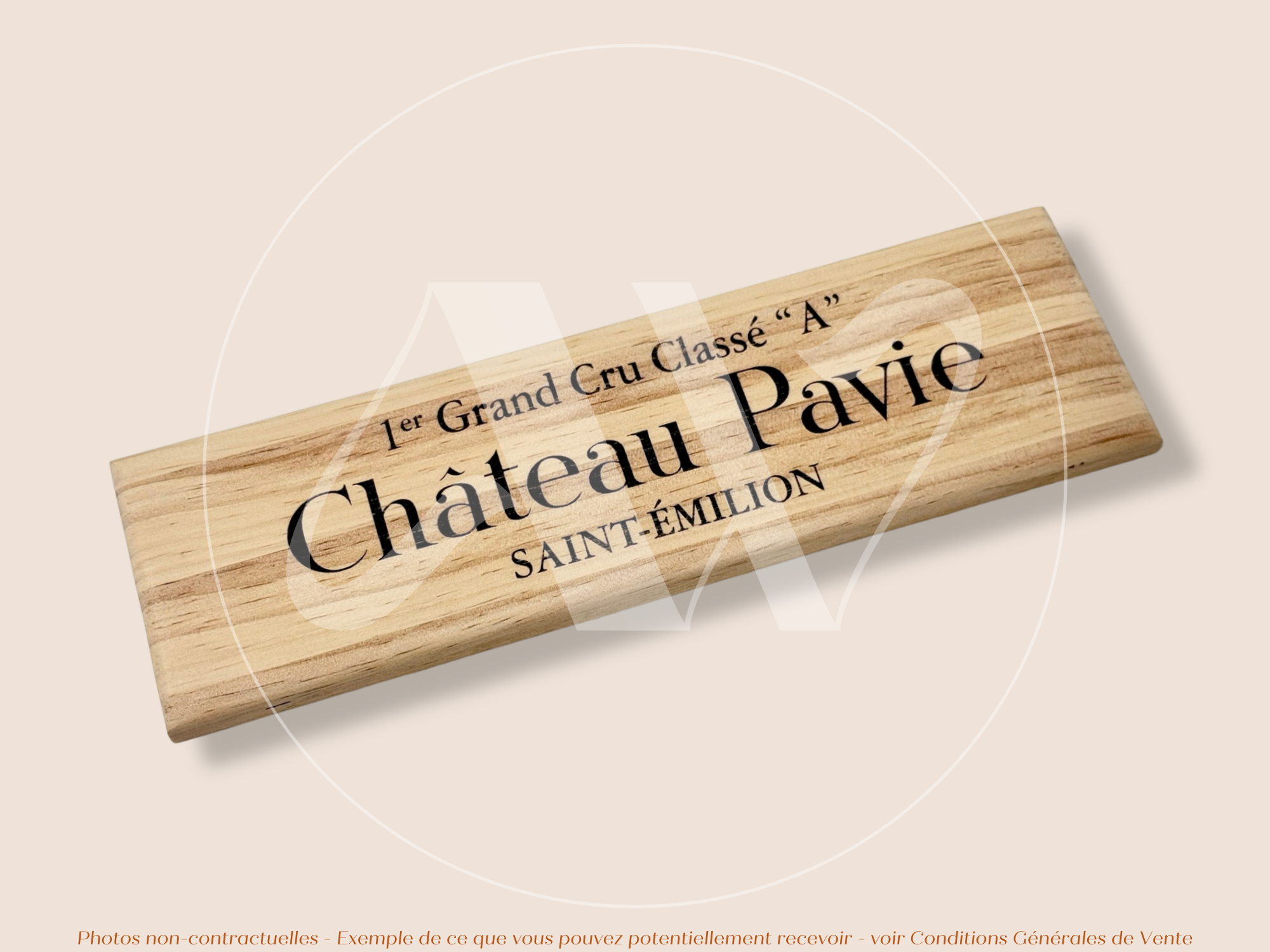 Estampe / Façade d'une caisse de vin en bois du Chateau Pavie - Saint-Emilion - Bordeaux | Format 6 bouteilles = 30x9 cm
