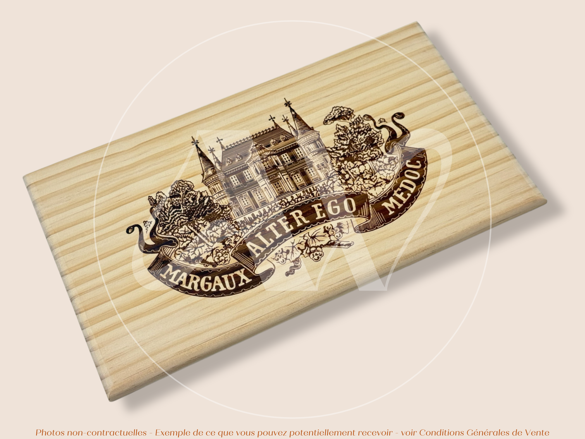 Estampe / Façade d'une caisse de vin en bois du Chateau Palmer - Alter Ego - Margaux - Bordeaux | Format 6 bouteilles = 30x17 cm