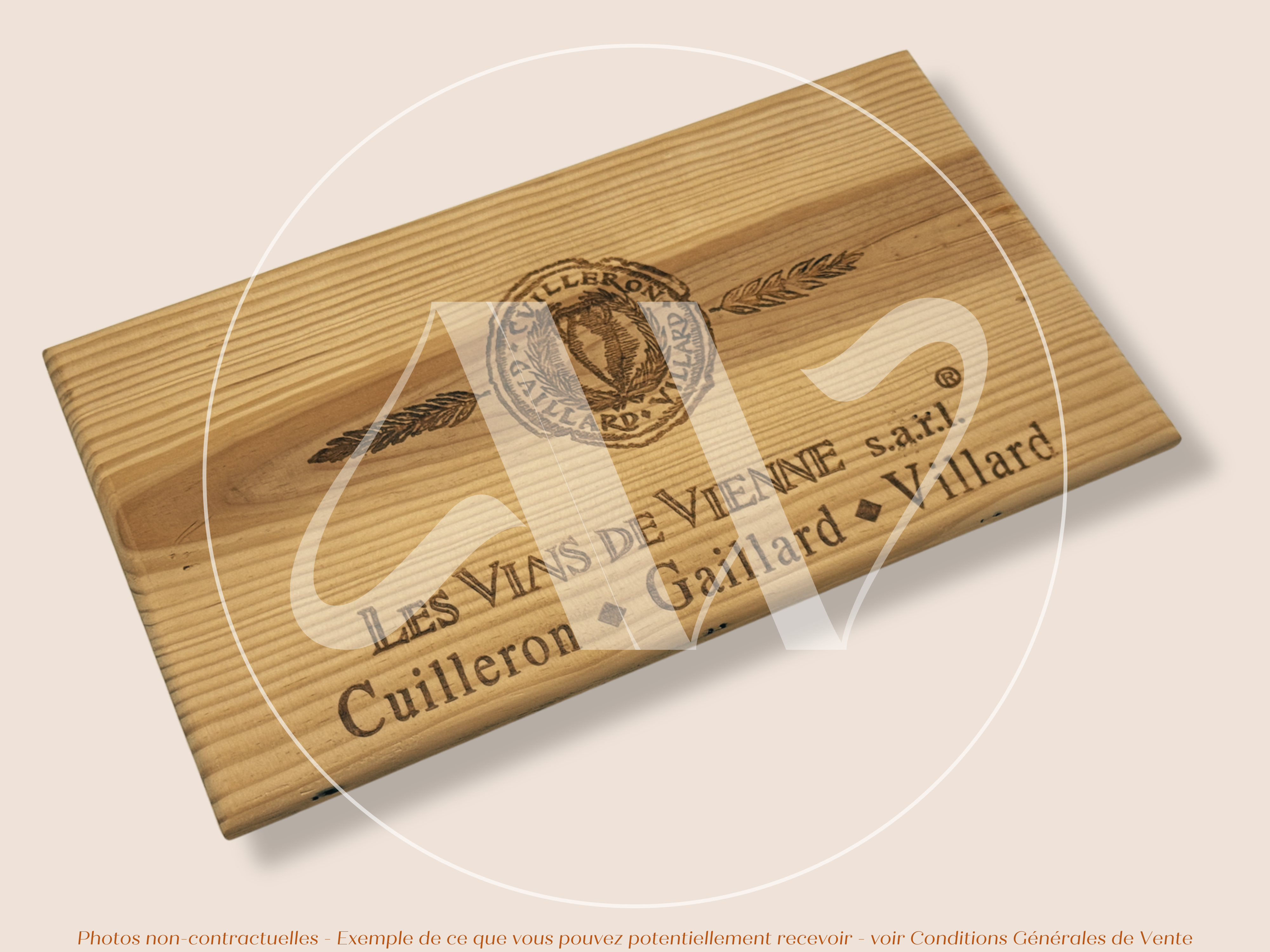 Estampe de caisse de vin – Les Vins de Vienne – Vallée du Rhône – 30 × 17 cm
