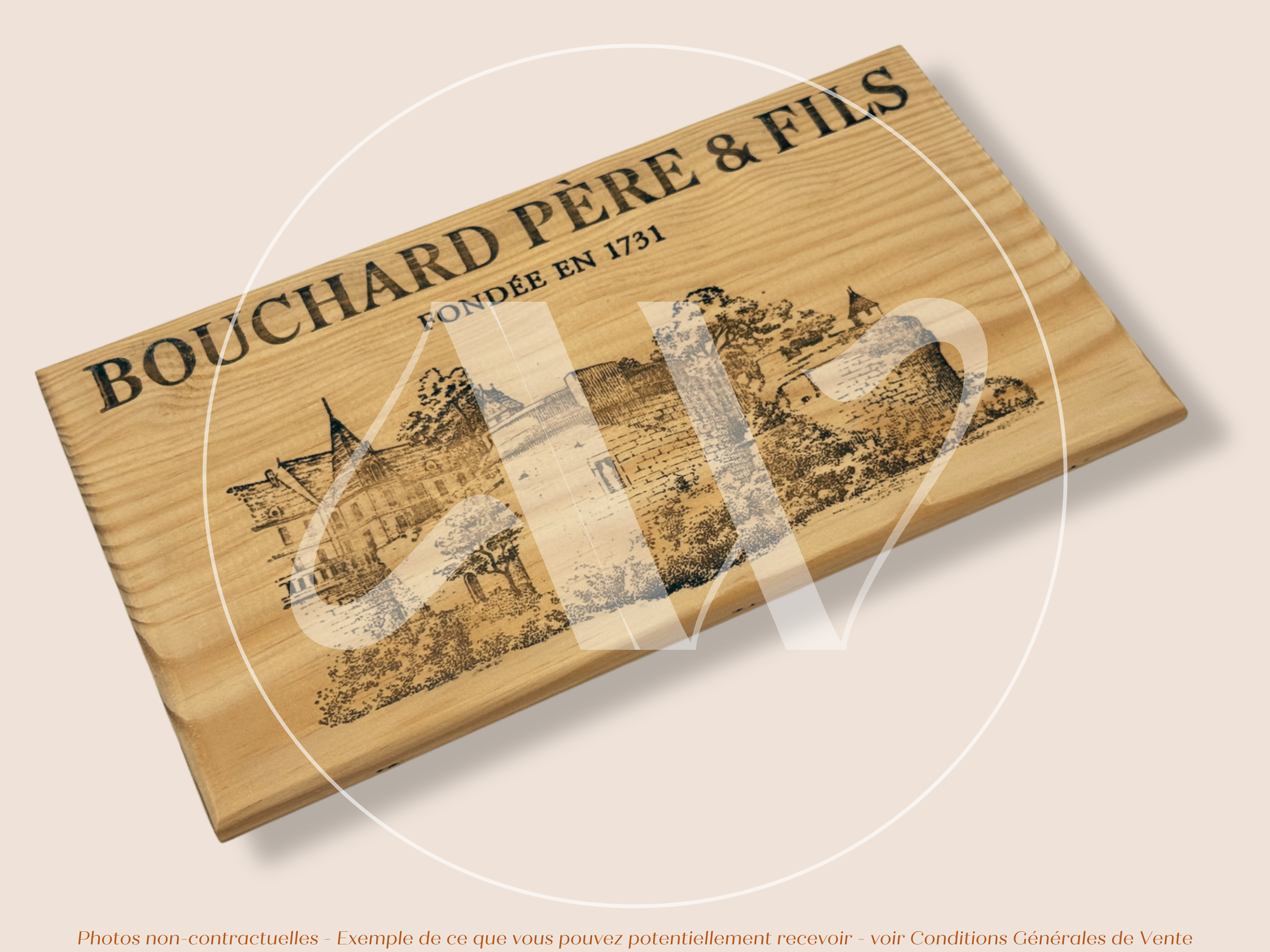 Estampe de caisse de vin – Bouchard Père & Fils – Bourgogne – 30 × 17 cm
