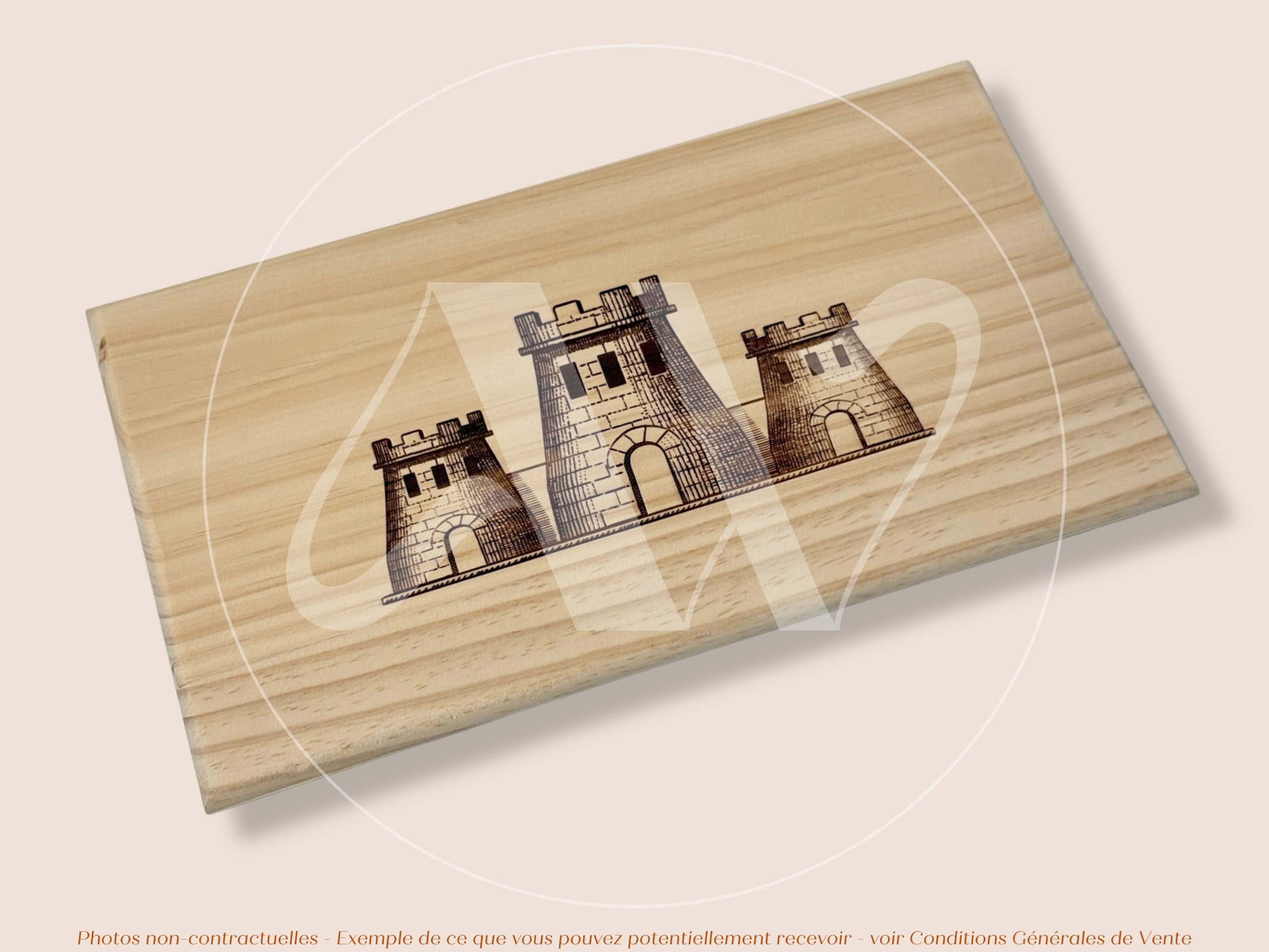 Couvercle Estampe bois – Les Forts de Latour – Pauillac (Bordeaux) – Format 30x17 cm – (Très Demandée)
