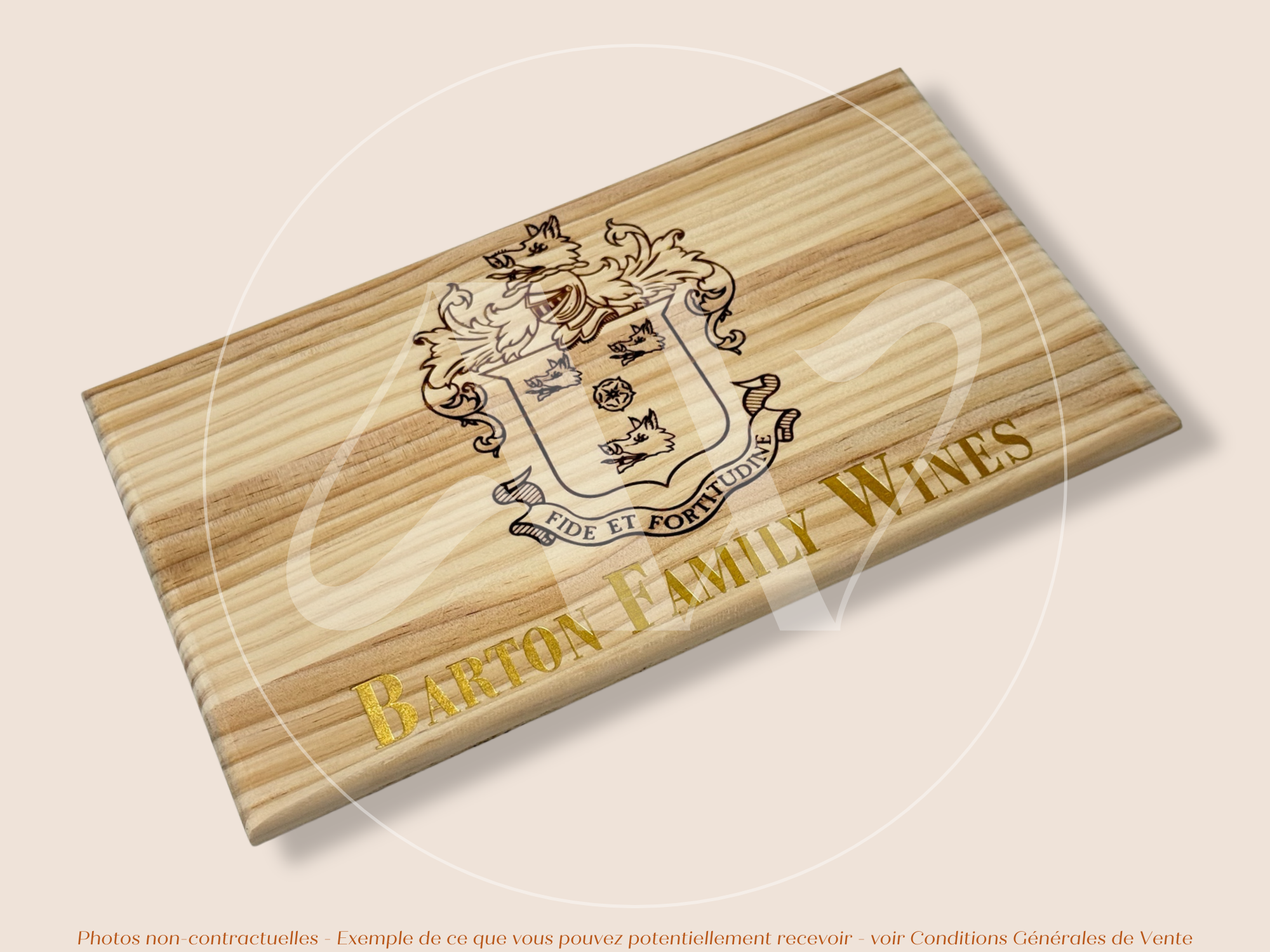 Façade Estampe bois – Barton Family Wines – Bordeaux – Format 30x17 cm – (inscription dorée)