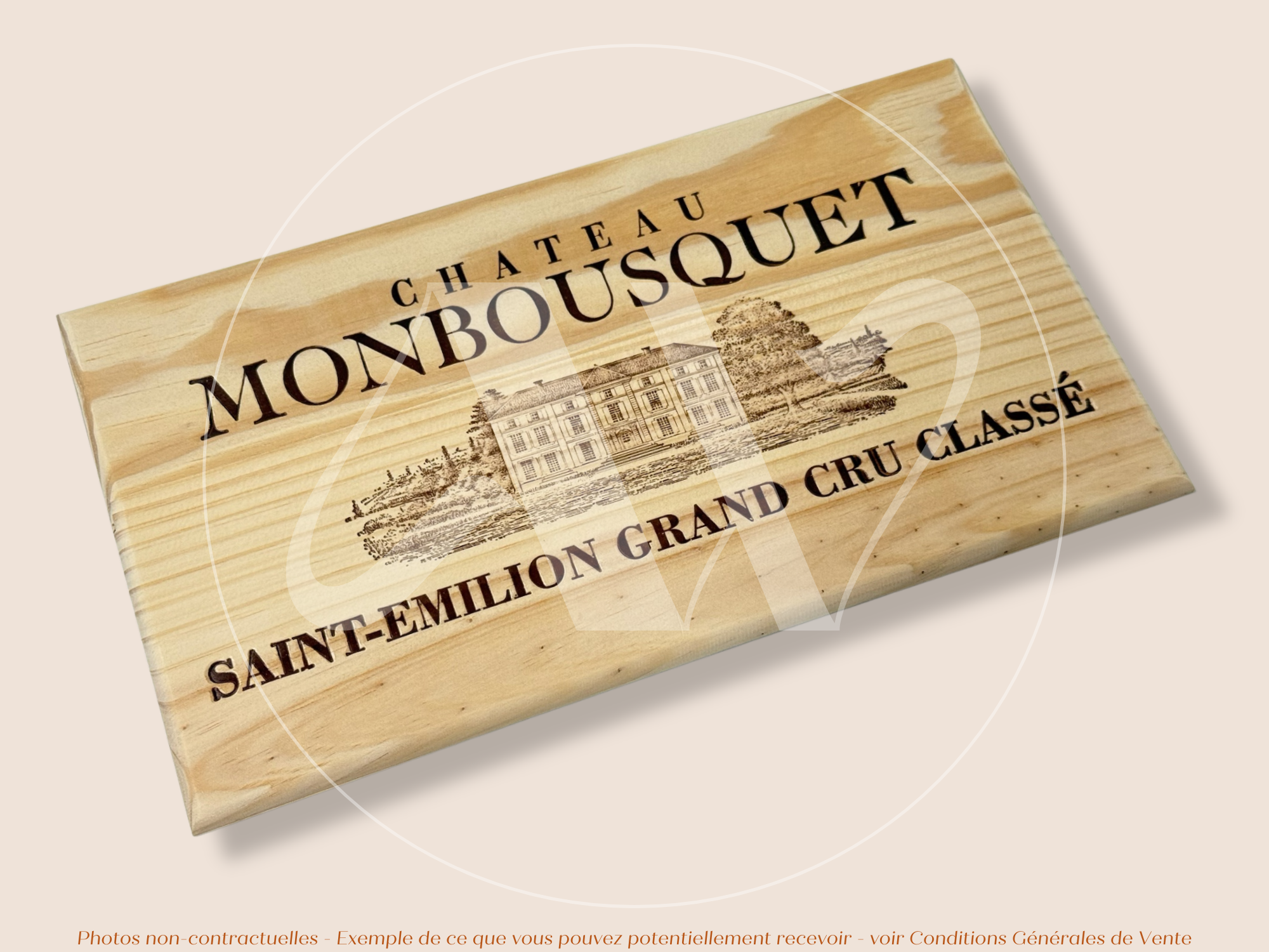 Façade Estampe bois – Château Monbousquet – Saint-Émilion (Bordeaux) – Format 30x17 cm – (Grand Cru Classé)