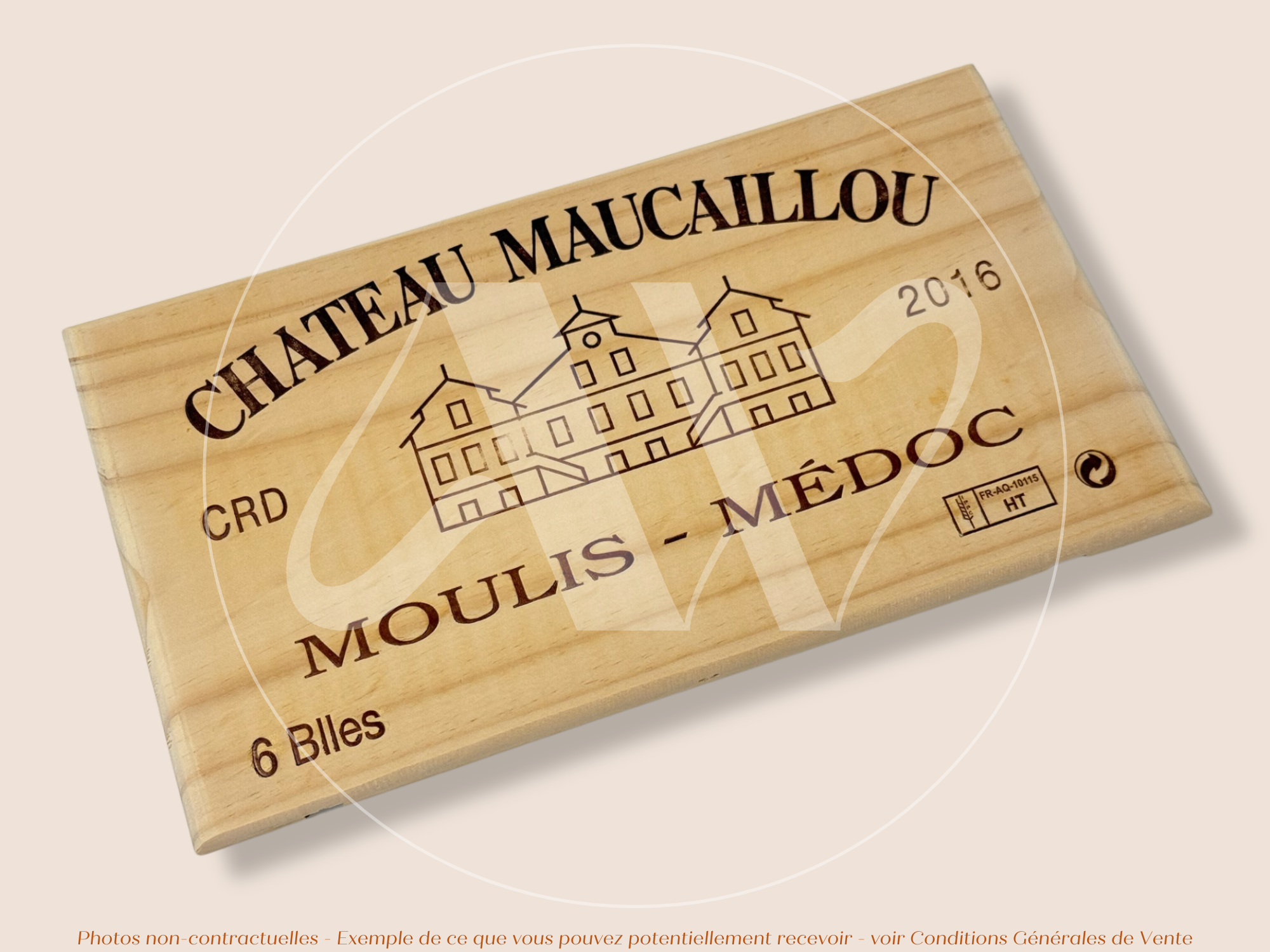 Façade Estampe bois – Château Maucaillou – Moulis-en-Médoc (Bordeaux) – Millésime 2016 – Format 30x17 cm (Emblématique)