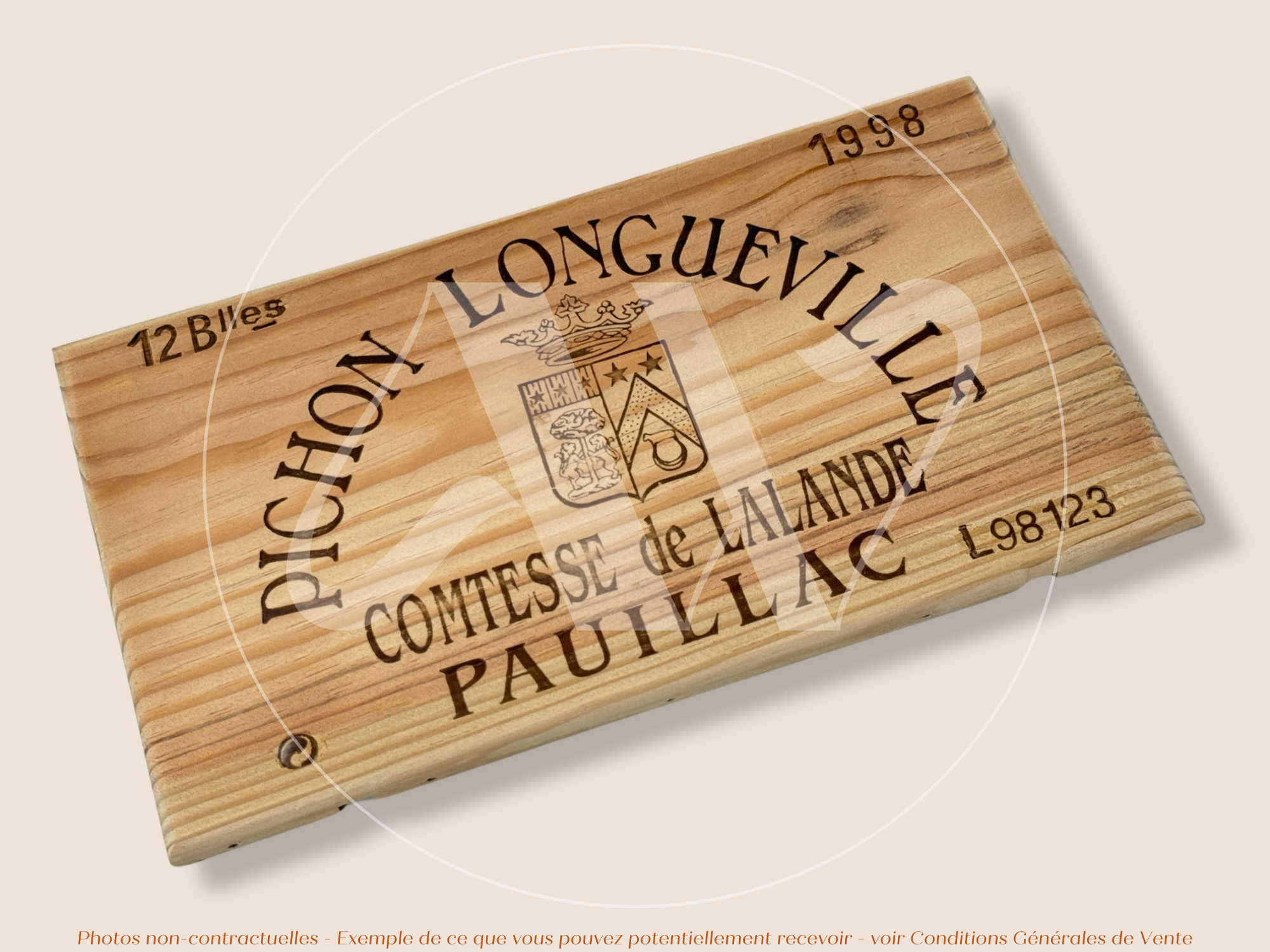 Façade Estampe bois – Château Pichon Longueville Comtesse de Lalande – Pauillac (Bordeaux) – Format 30x17 cm – Millésime 1998 – (Vintage)
