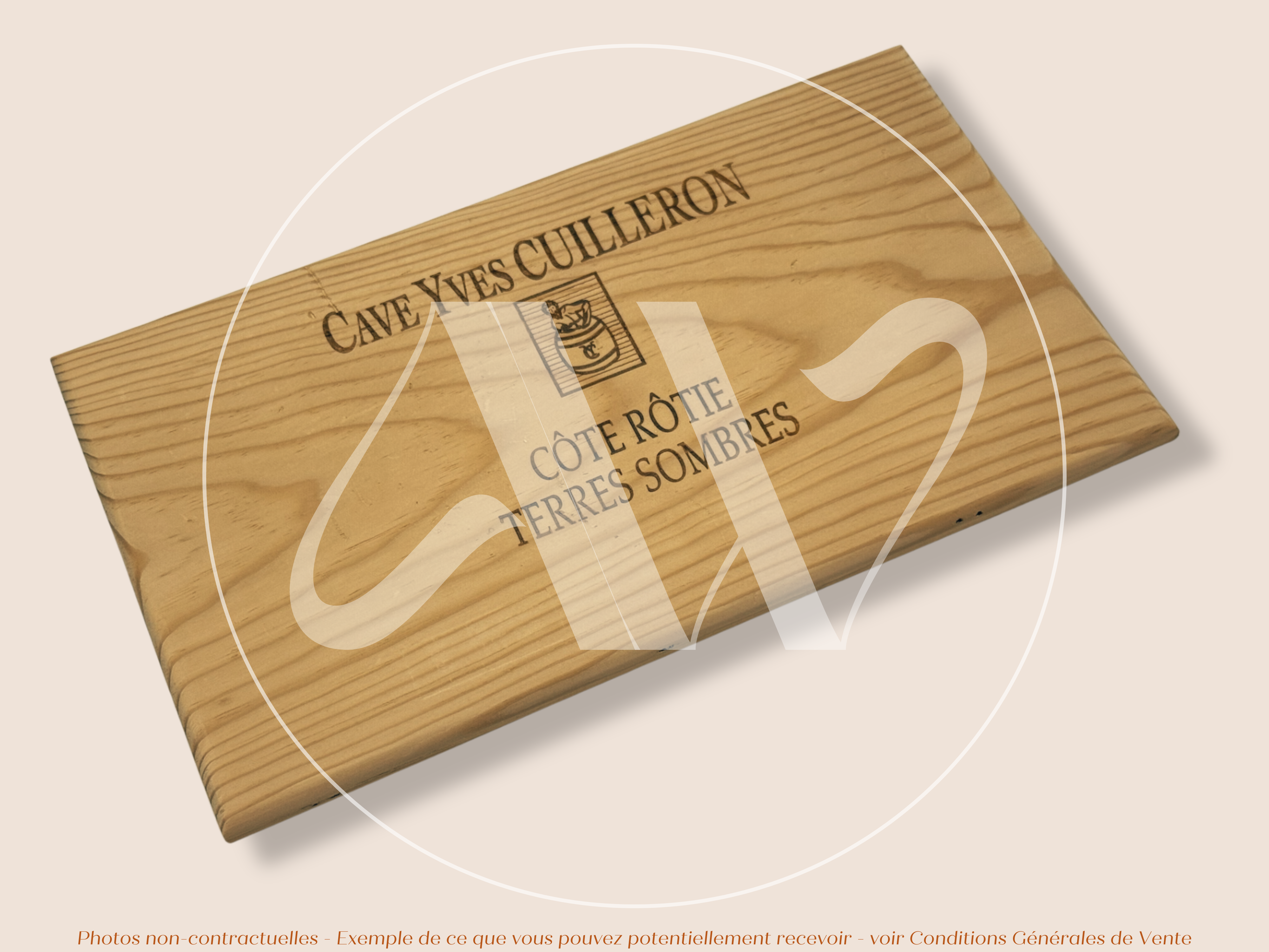 Estampe de caisse de vin – Cave Yves Cuilleron – Côte-Rôtie Terres Sombres – 30 × 17 cm
