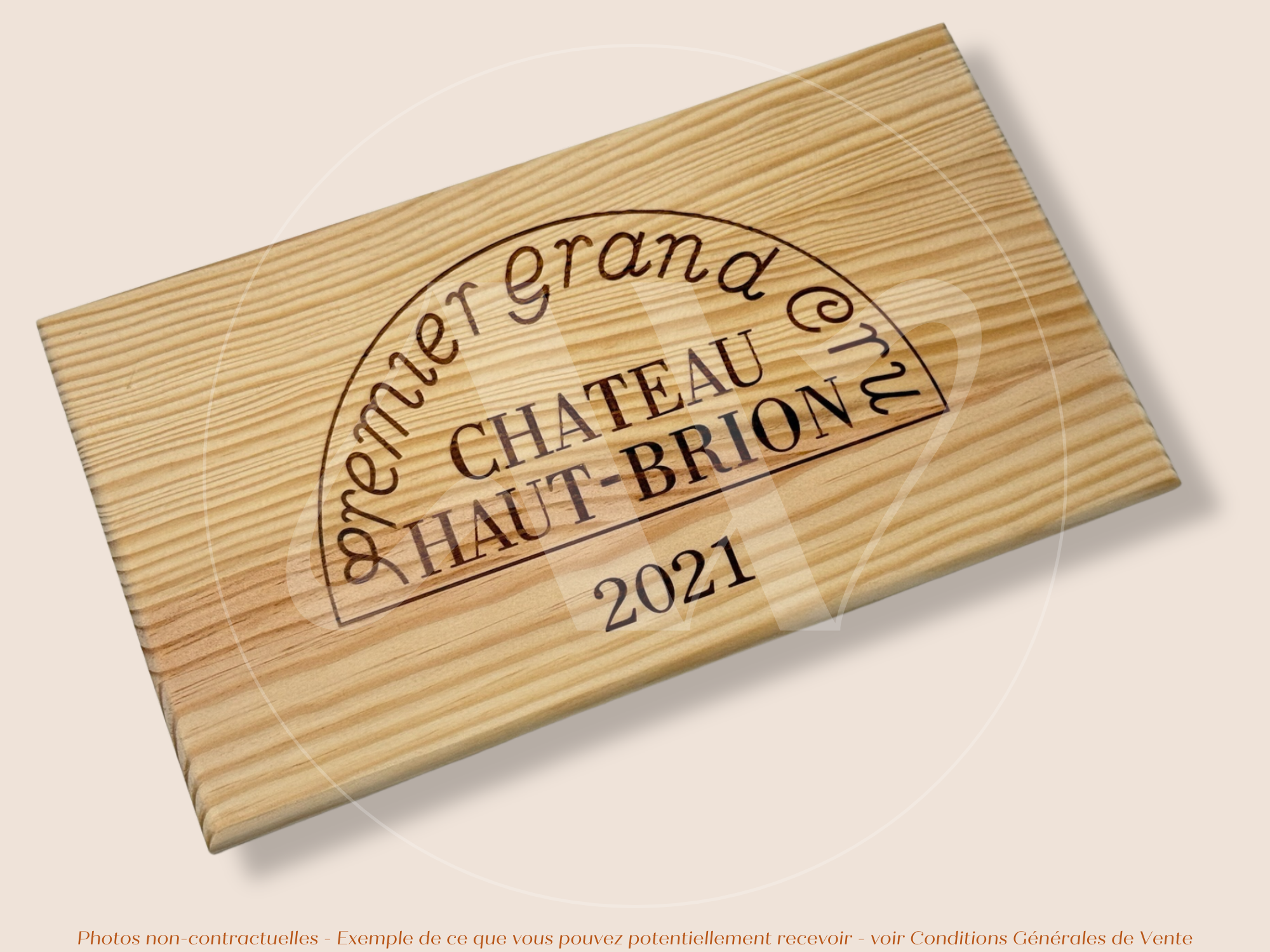 Estampe / Façade d'une caisse de vin en bois du Chateau Haut Brion 2021 - Bordeaux | Format 12 bouteilles = 30x17 cm