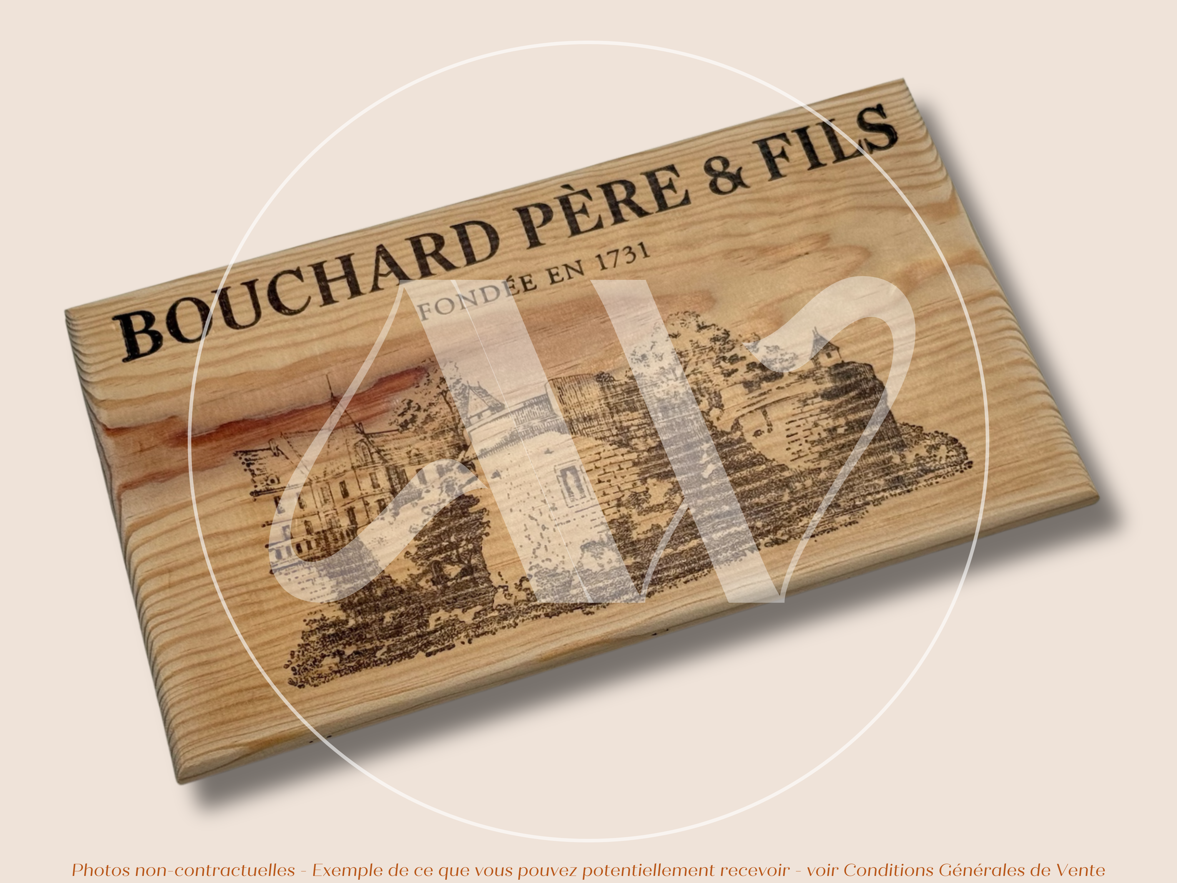 Estampe de caisse de vin – Bouchard Père & Fils – Bourgogne – 30 × 17 cm