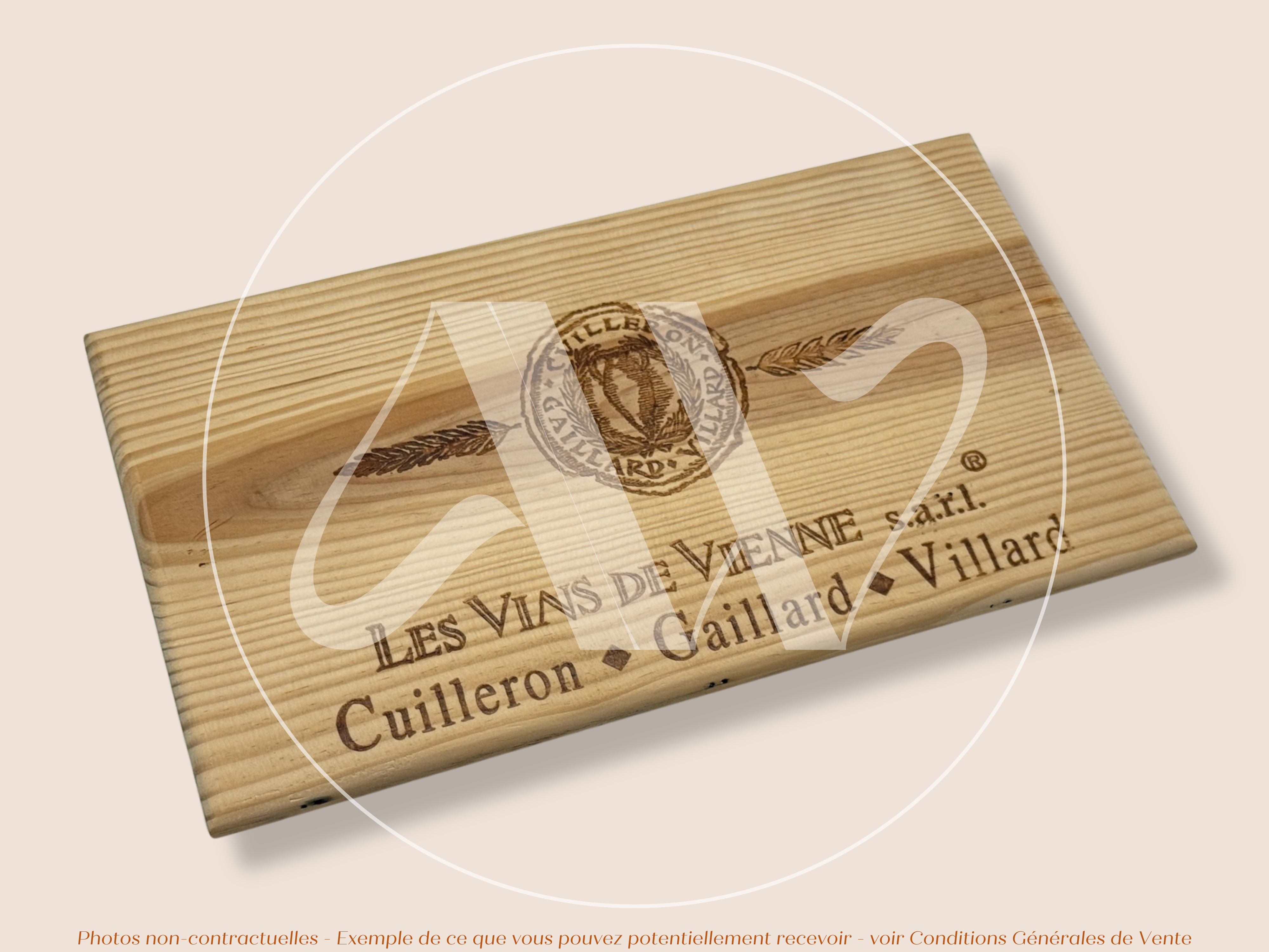 Estampe de caisse de vin – Les Vins de Vienne – Vallée du Rhône – 30 × 17 cm