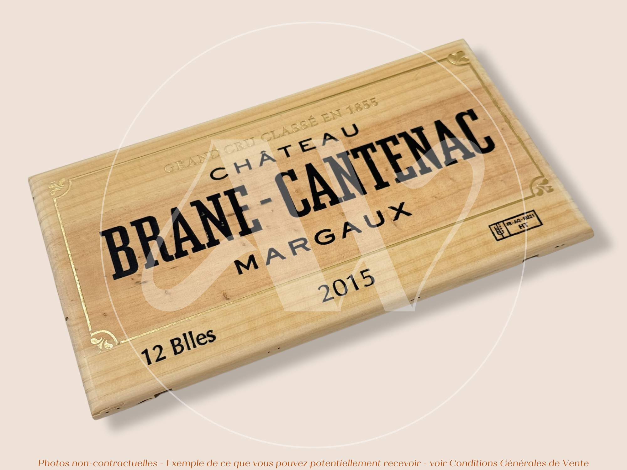 Façade Estampe bois – Château Brane-Cantenac – Margaux (Bordeaux) – Format 30x17 cm – (Millésime 2015 – Grand Cru Classé)
