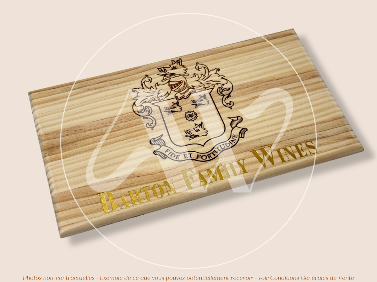 Façade Estampe bois – Barton Family Wines – Bordeaux – Format 30x17 cm – (inscription dorée)