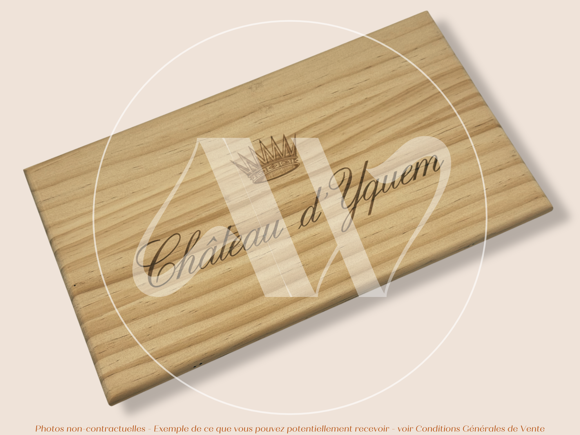Estampe de caisse de vin – Château d’Yquem – Sauternes – 30 × 17 cm - couvercle sans millésime